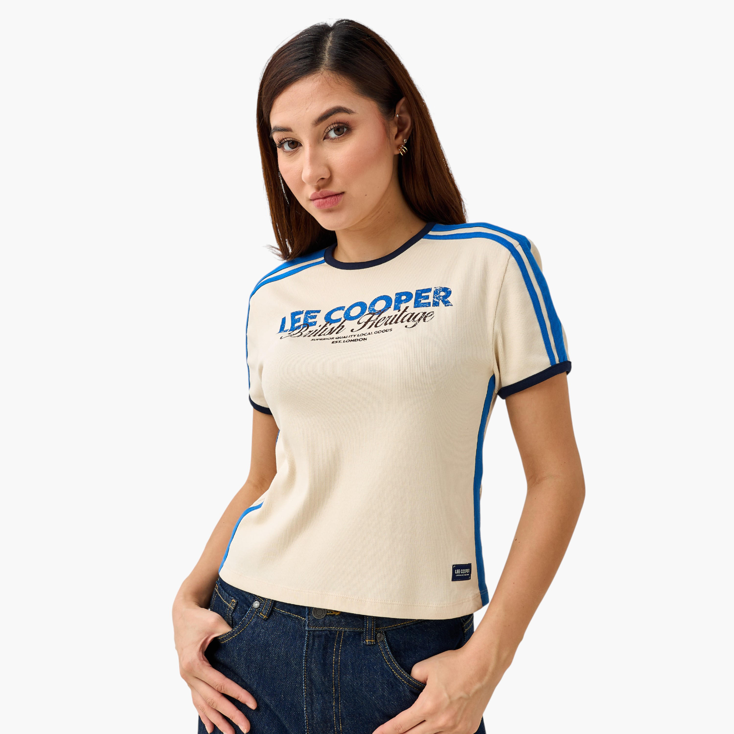Lee Cooper Regular Fit T-shirt with Tape Detail-women-clothing-tshirts-image-4