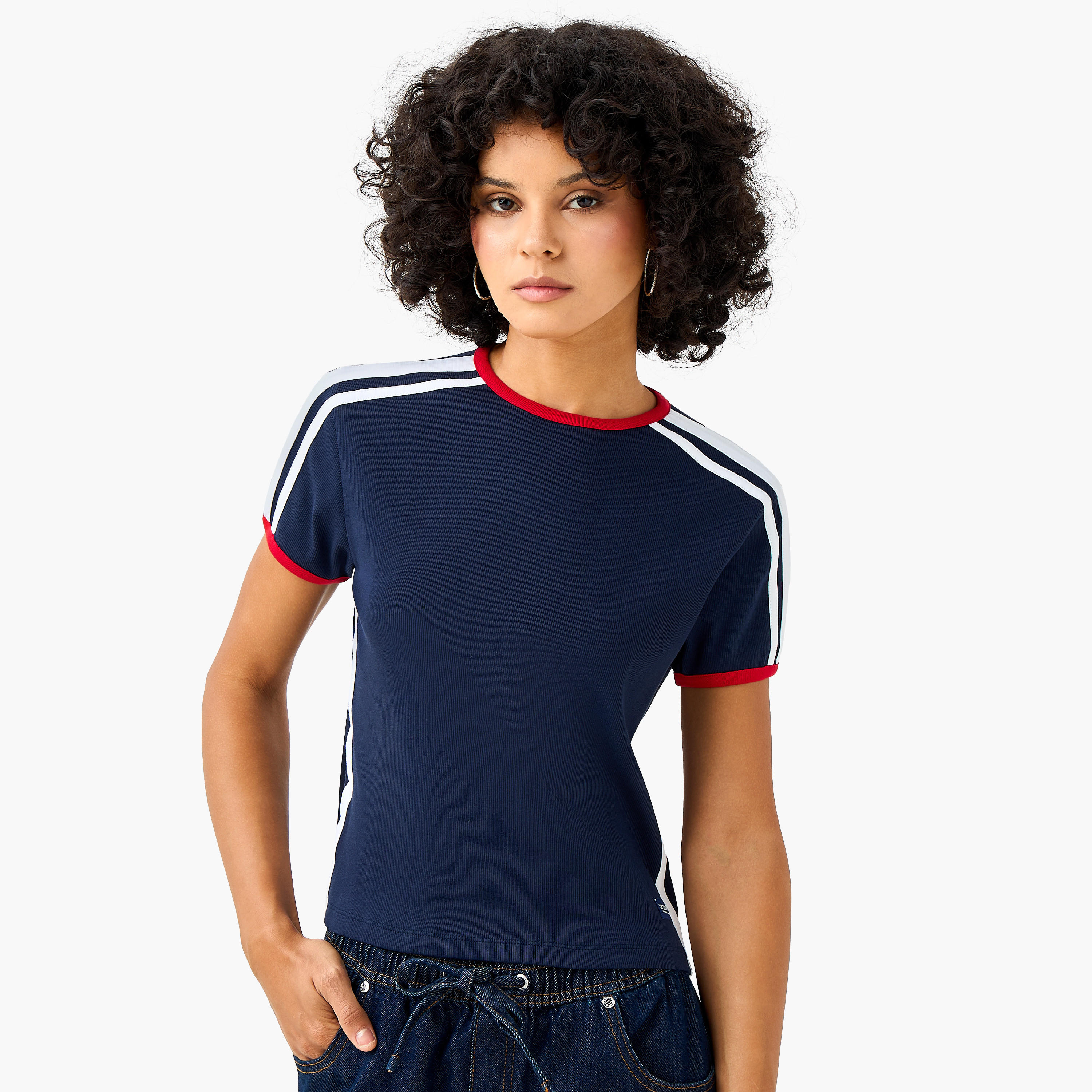 Lee Cooper Regular Fit T-shirt with Tape Detail-women-clothing-tshirts-image-4