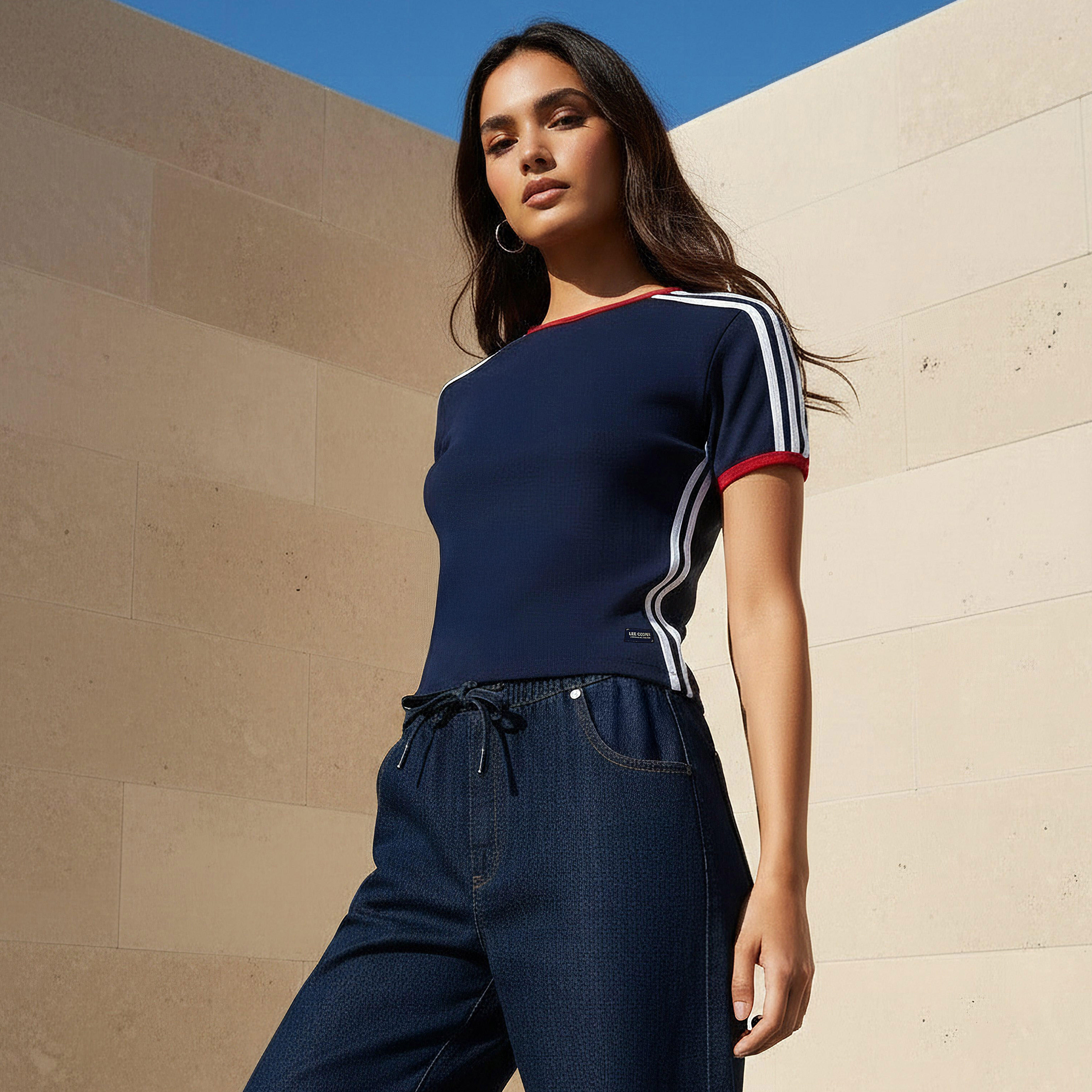 Lee Cooper Regular Fit T-shirt with Tape Detail-women-clothing-tshirts-image-1