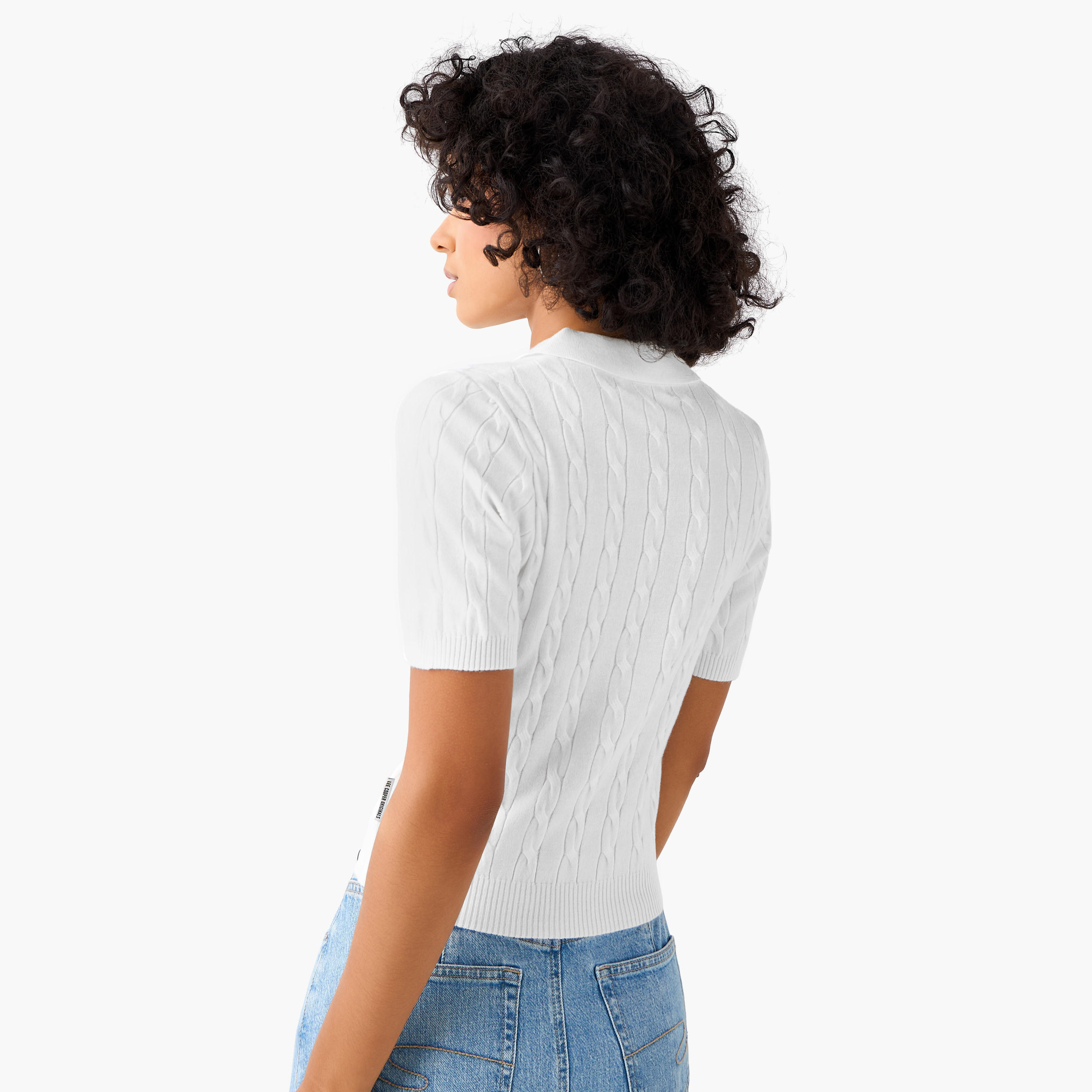 Lee Cooper Regular Fit Polo T-shirt with Cable Knit Design-women-clothing-tshirts-image-3