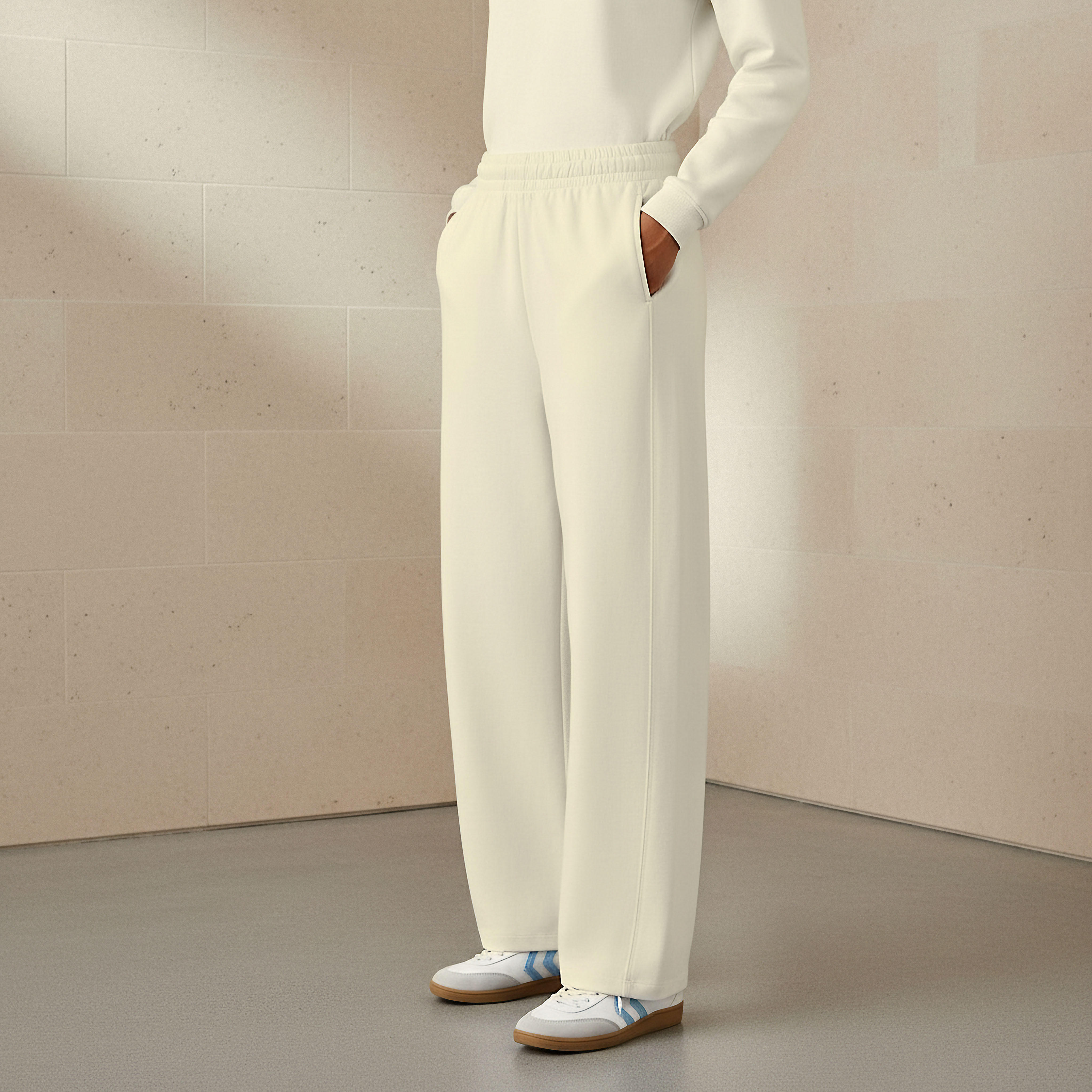 بنطلون بقصة مستقيمة وخصر مطاطي من لي كوبر-women-clothing-bottoms-joggers-image-1