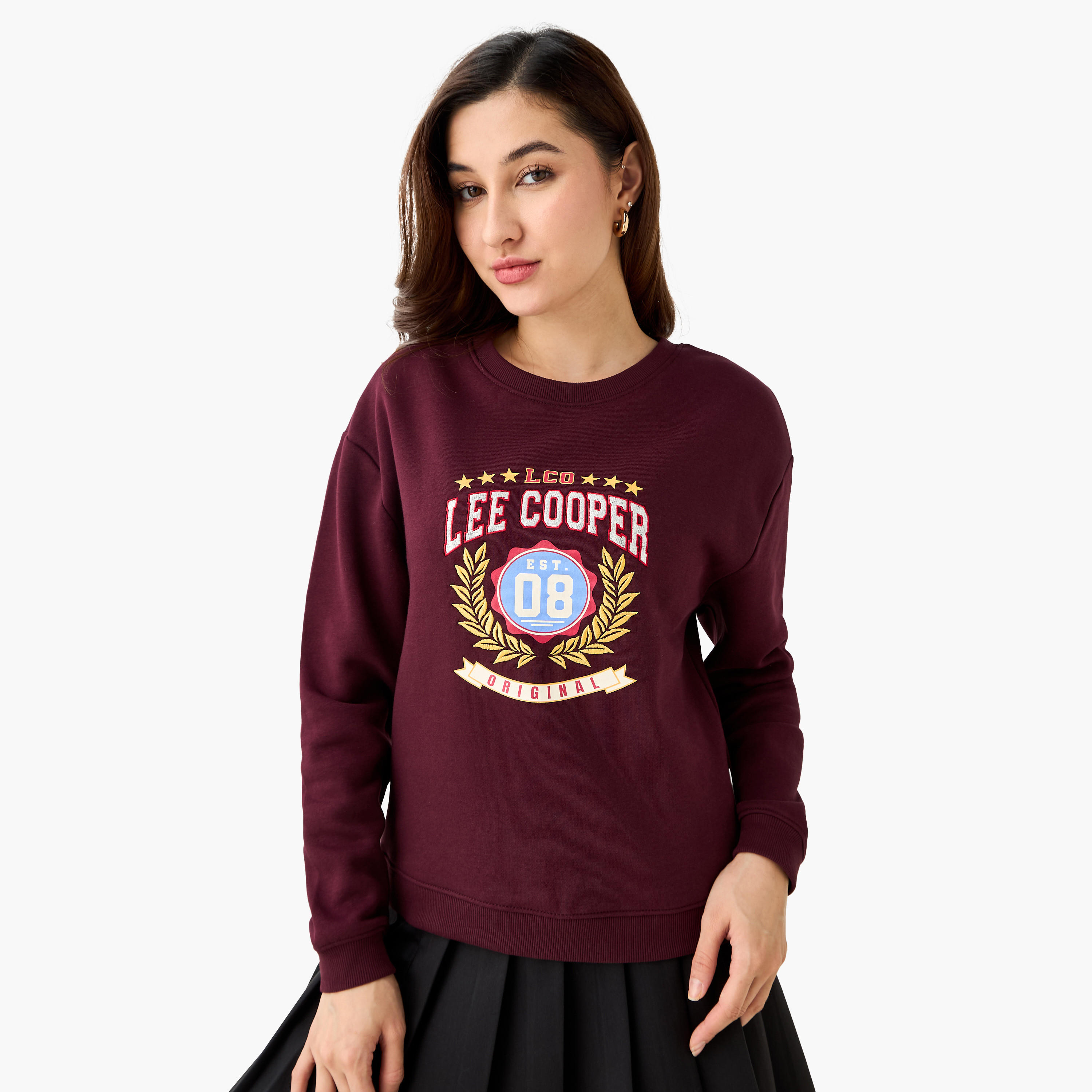 سويت شيرت بقصة عادية وطبعات من لي كوبر-women-winterwear-hoodiesandsweatshirts-sweatshirts-image-1