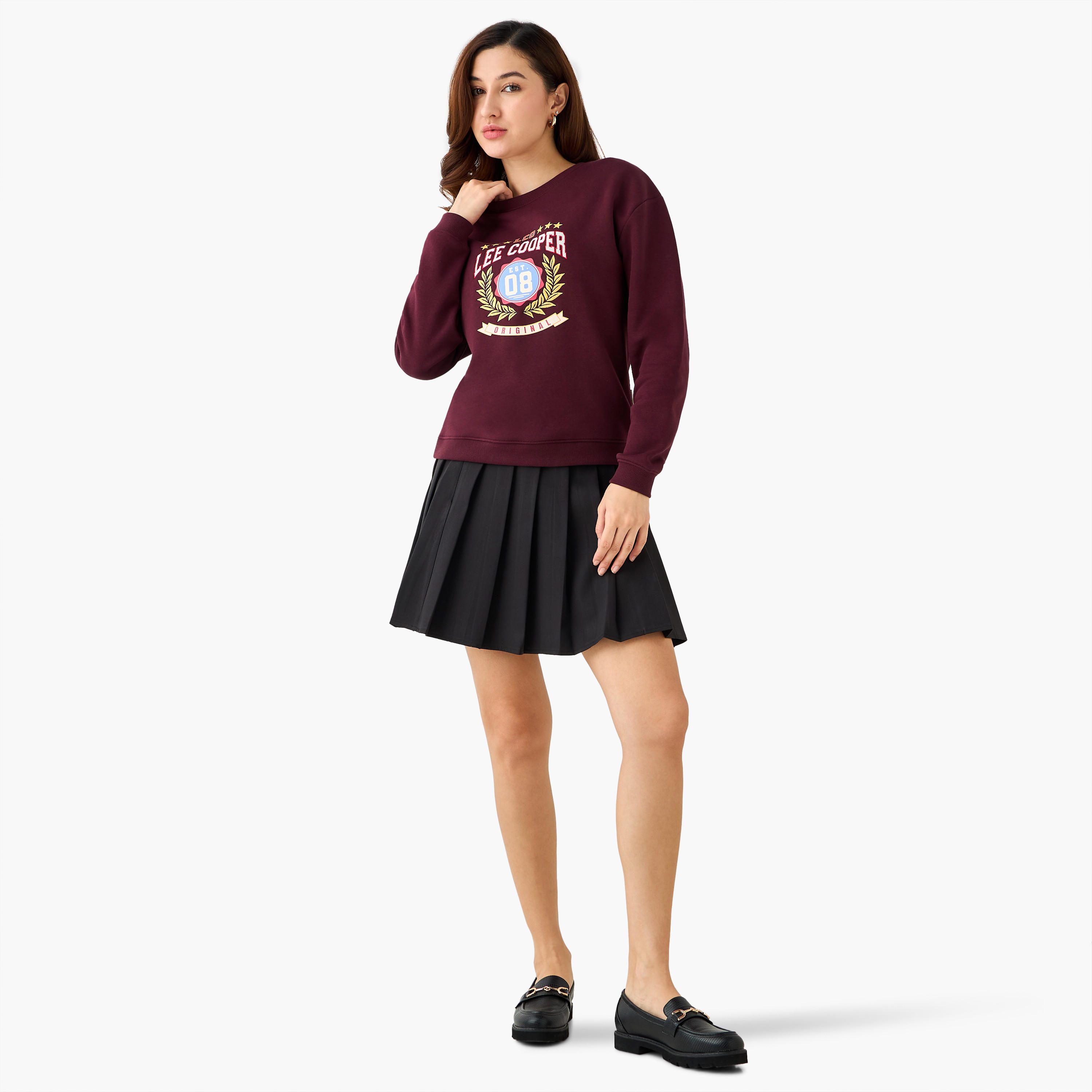 سويت شيرت بقصة عادية وطبعات من لي كوبر-women-winterwear-hoodiesandsweatshirts-sweatshirts-image-2