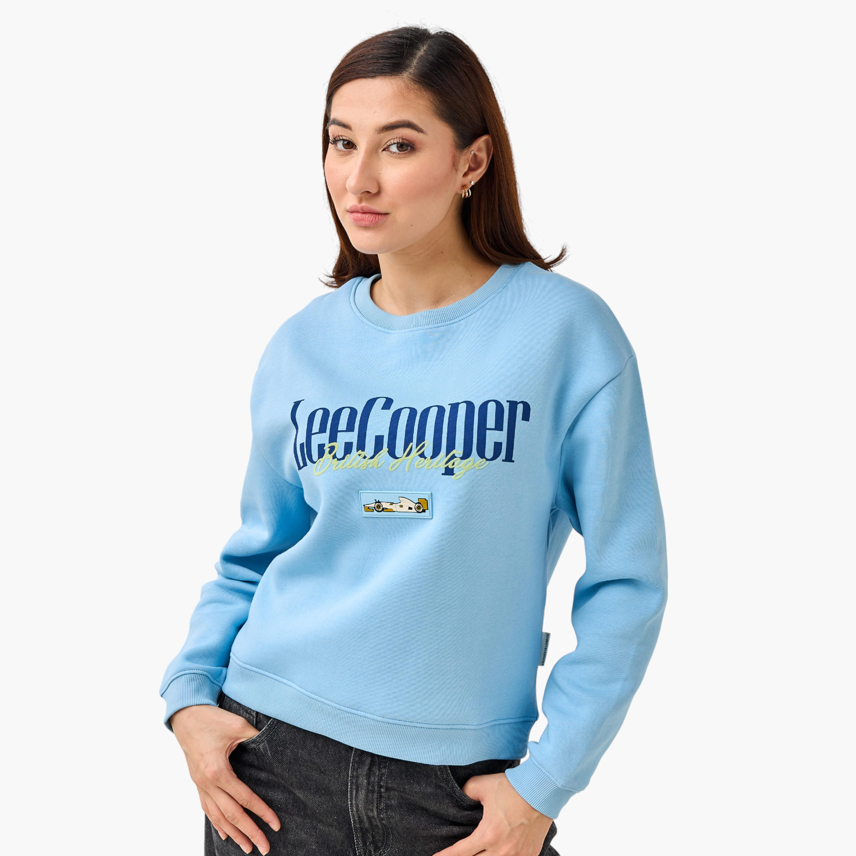 Lee Cooper Regular Fit Sweatshirt with Print-women-winterwear-hoodiesandsweatshirts-sweatshirts-image-3
