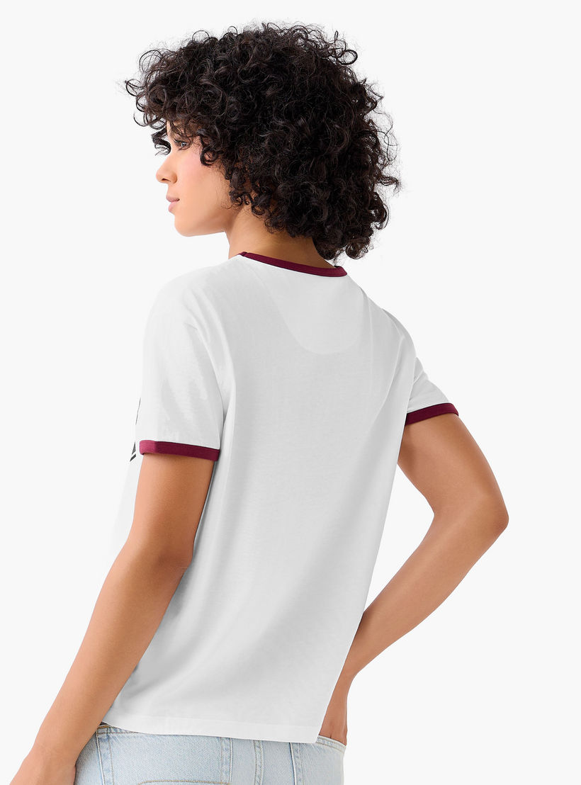 Lee Cooper Regular Fit Cotton T-shirt with Logo Print-women-clothing-tshirts-image-3