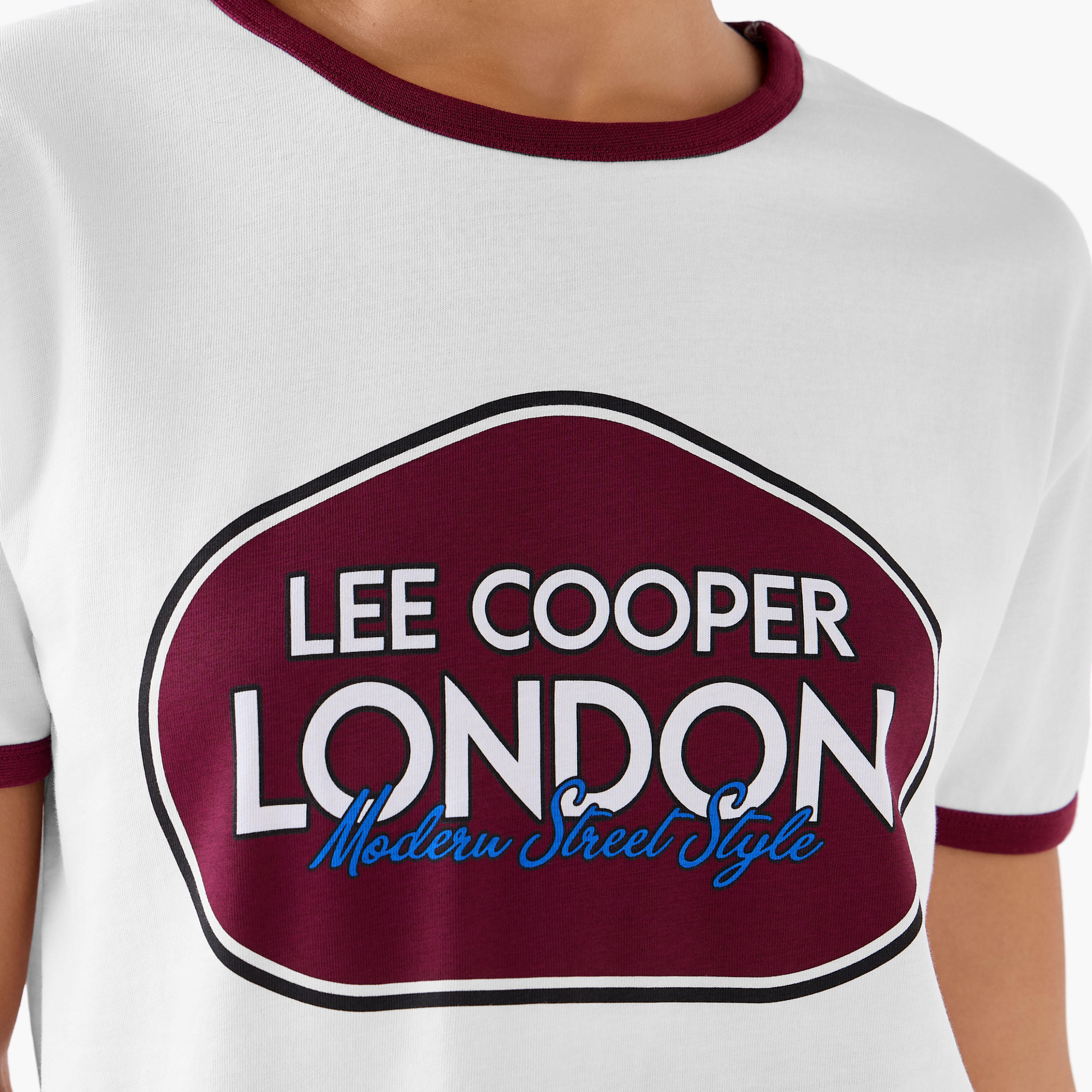Lee Cooper Regular Fit Cotton T-shirt with Logo Print-women-clothing-tshirts-image-5