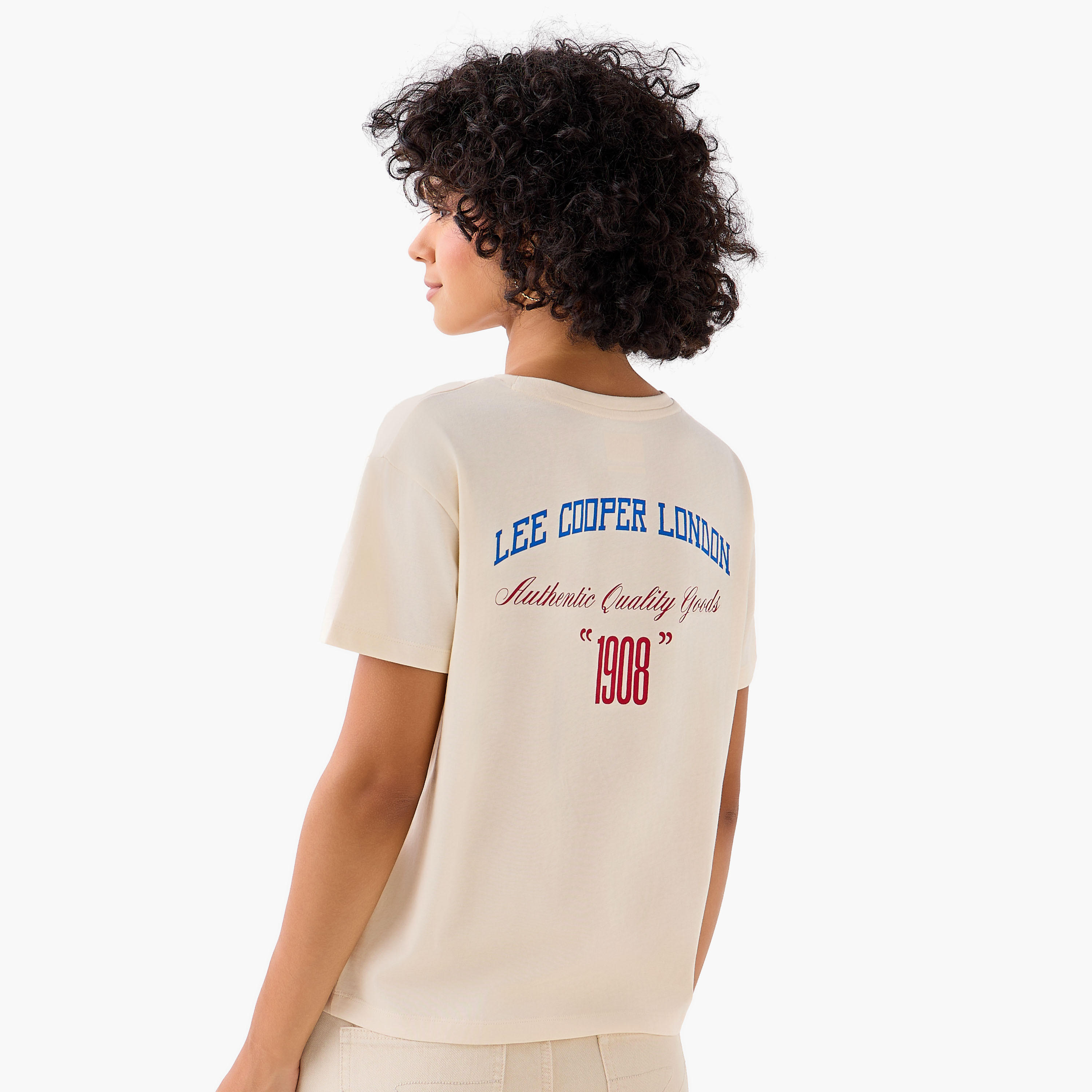 Lee Cooper Regular Fit Cotton T-shirt with Embroidered Logo-women-clothing-tshirts-image-1