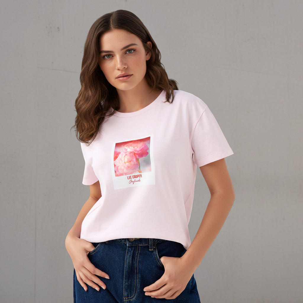 Lee Cooper Regular Fit Cotton T-shirt with Floral Print-women-clothing-tshirts-image-1