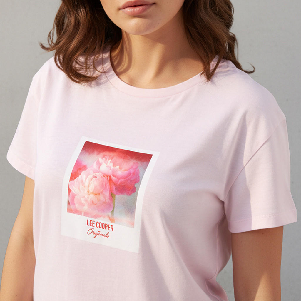 Lee Cooper Regular Fit Cotton T-shirt with Floral Print-women-clothing-tshirts-image-4