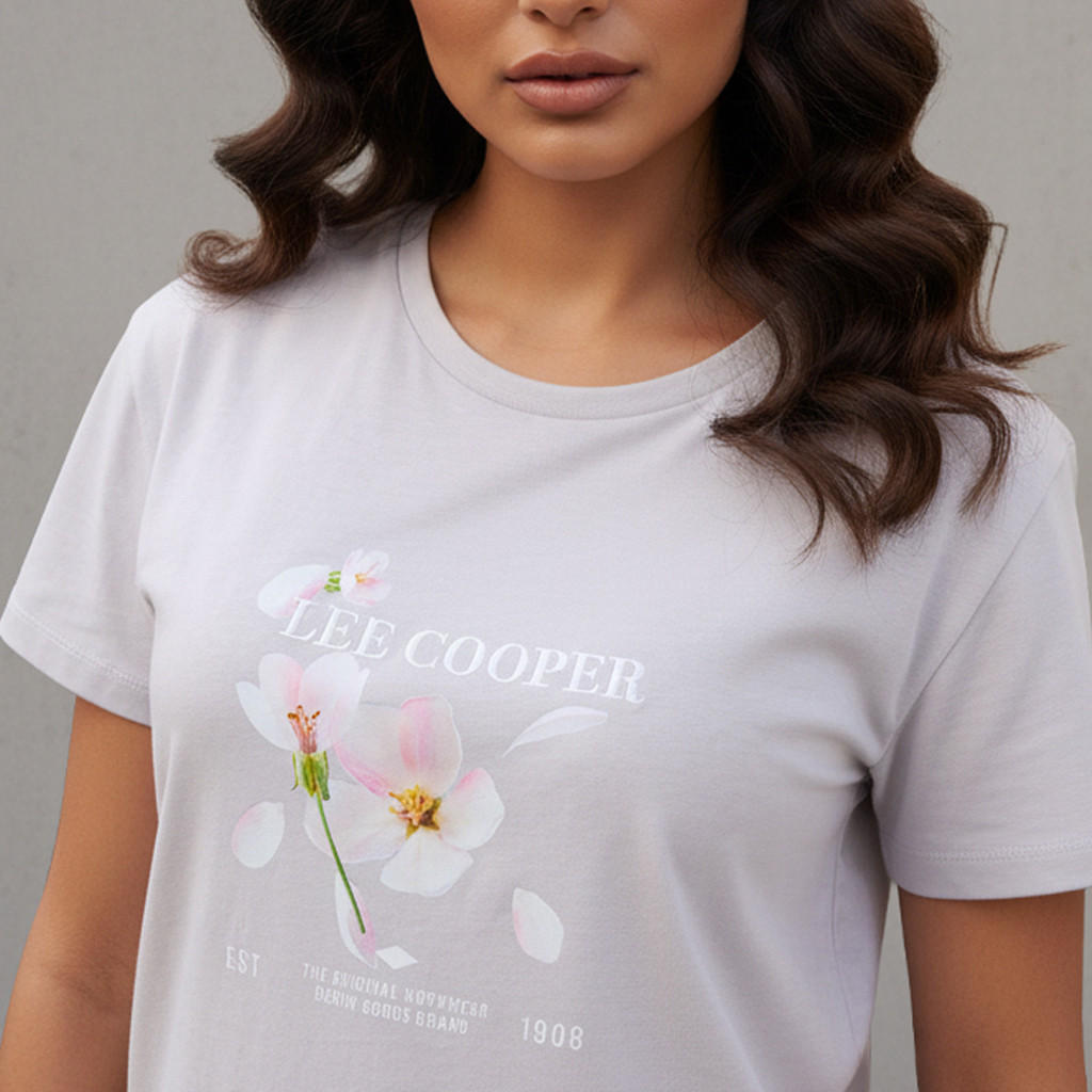 Lee Cooper Regular Fit Cotton T-shirt with Floral Print-women-clothing-tshirts-image-4