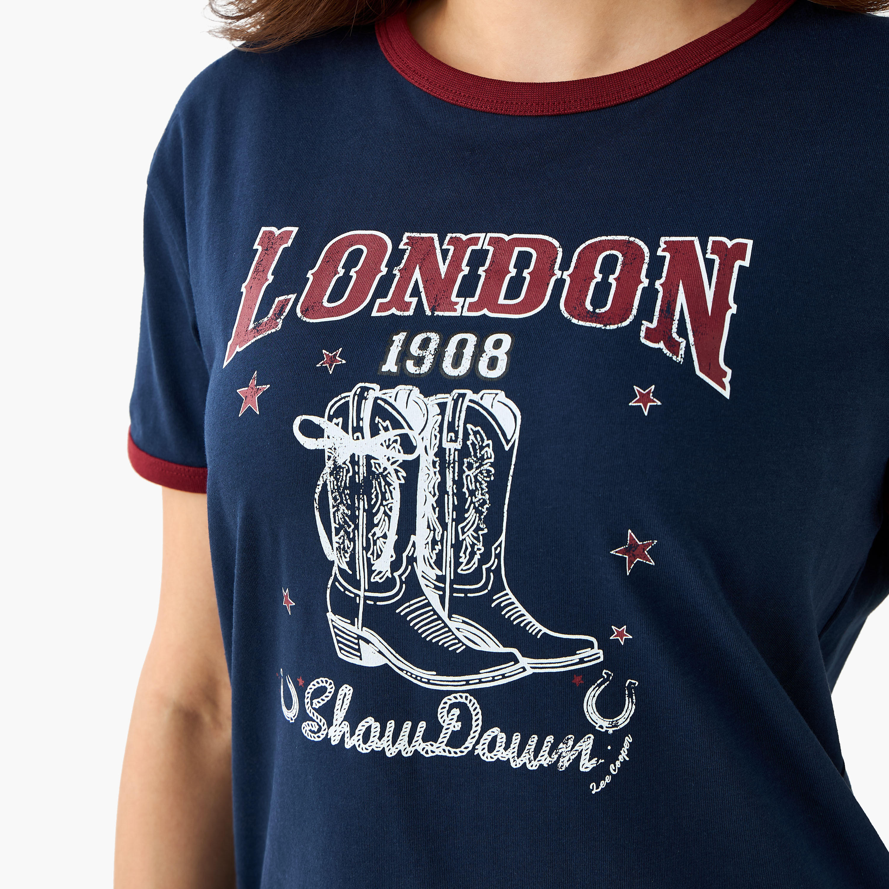 Lee Cooper Regular Fit Cotton T-shirt with Print-women-clothing-tshirts-image-5