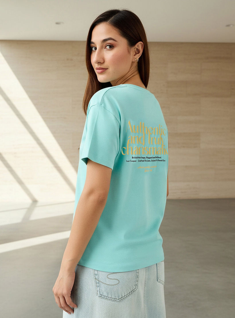 Lee Cooper Regular Fit Cotton T-shirt with Print-women-clothing-tshirts-image-1