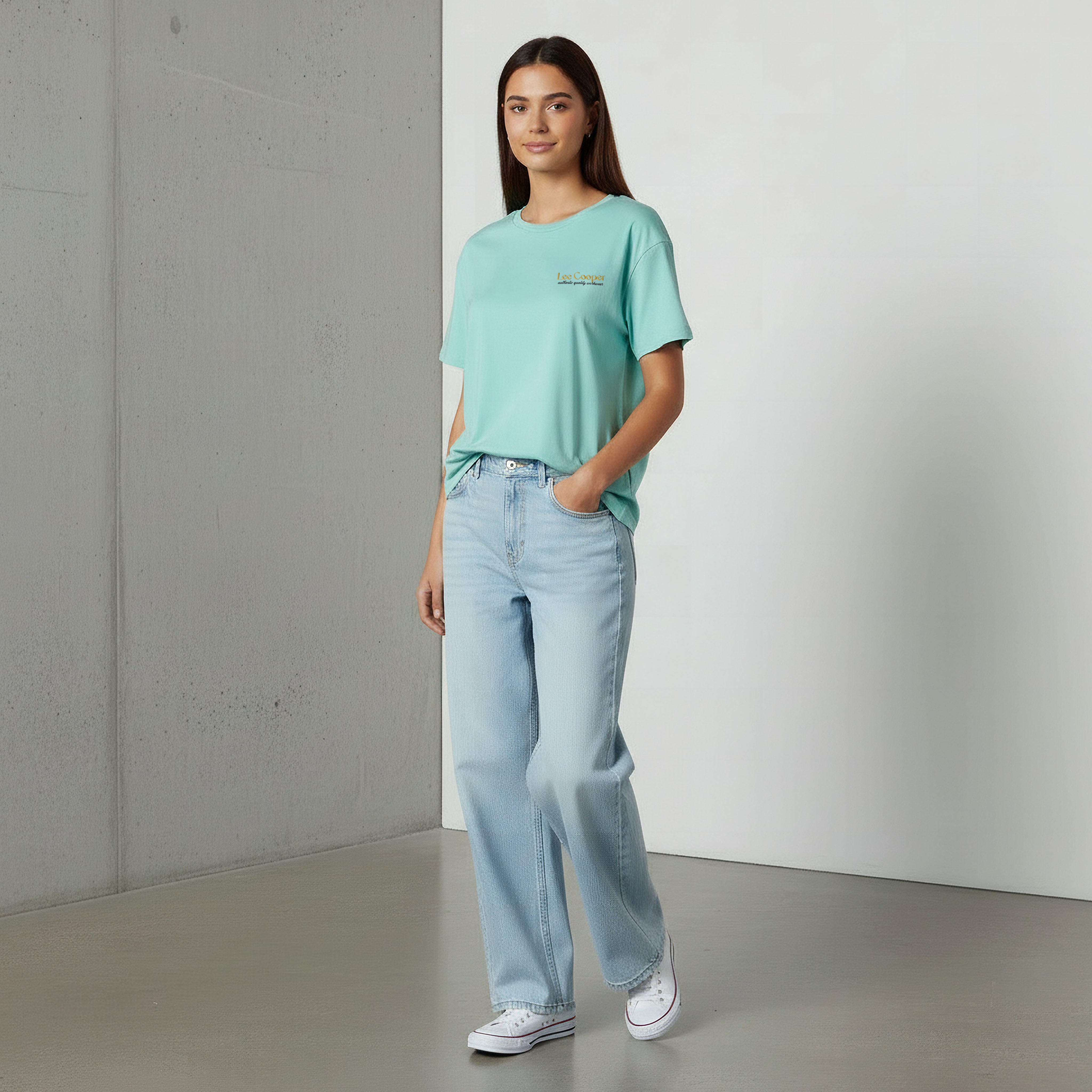 Lee Cooper Regular Fit Cotton T-shirt with Print-women-clothing-tshirts-image-2
