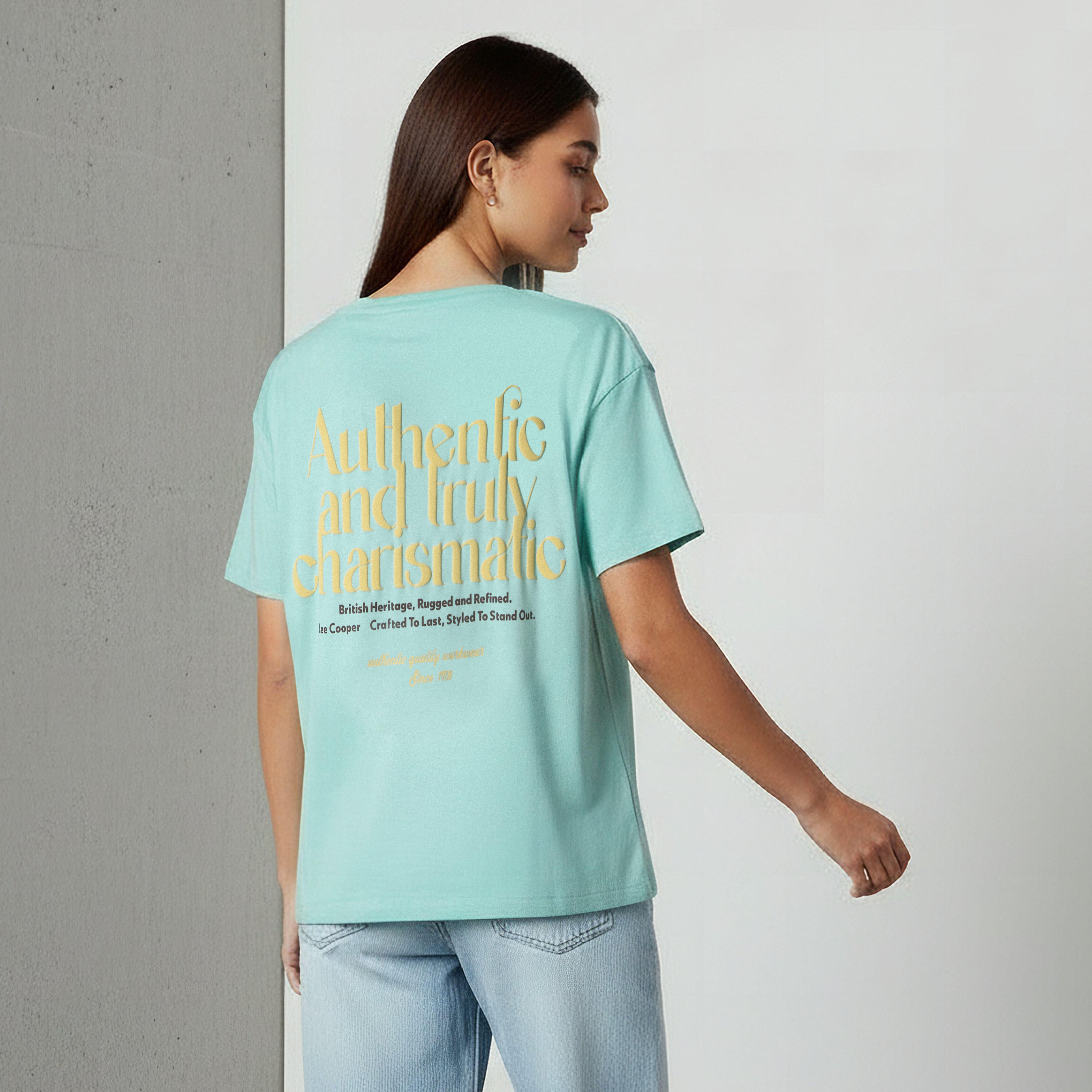 Lee Cooper Regular Fit Cotton T-shirt with Print-women-clothing-tshirts-image-3