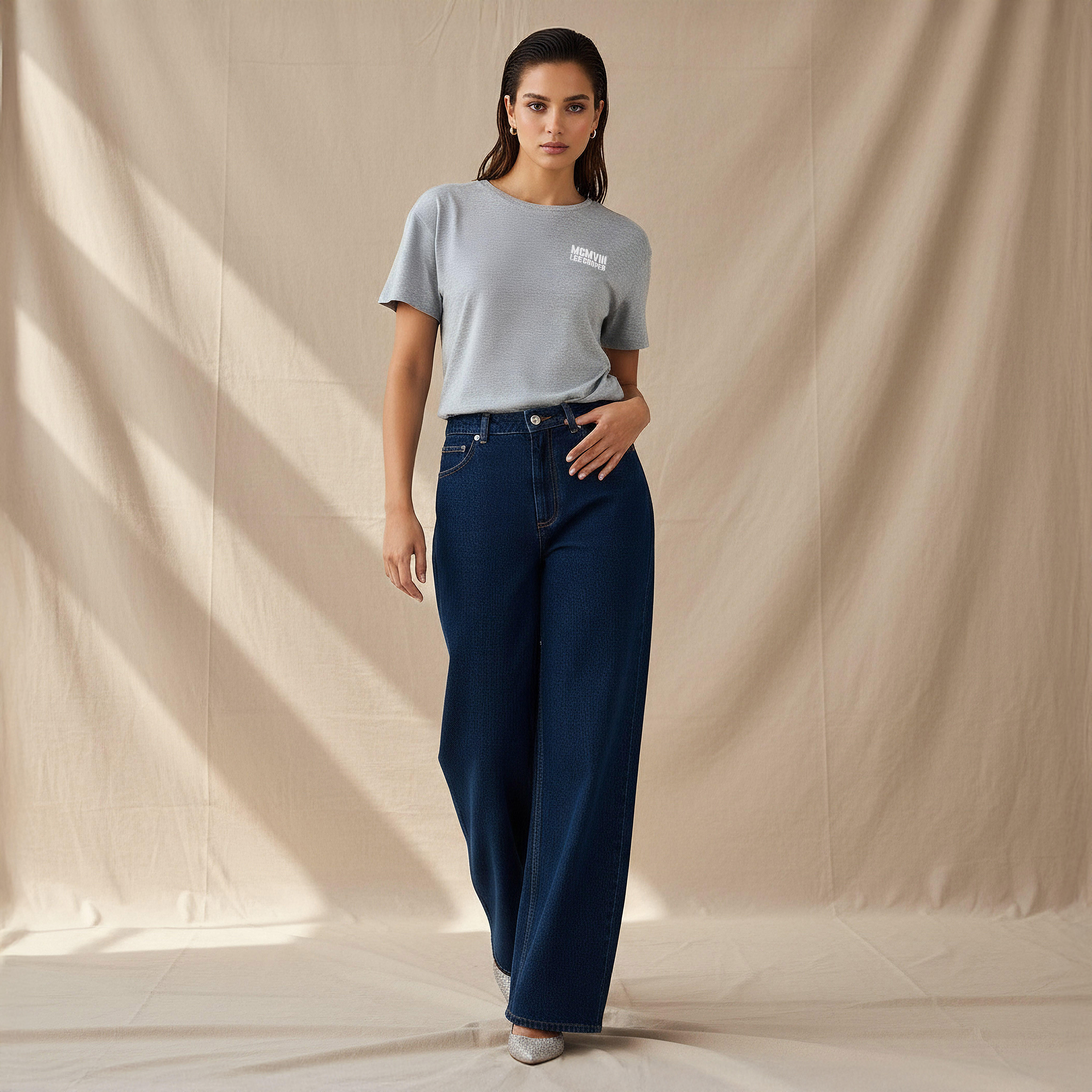 Lee Cooper Regular Fit Cotton T-shirt with Print-women-clothing-tshirts-image-2