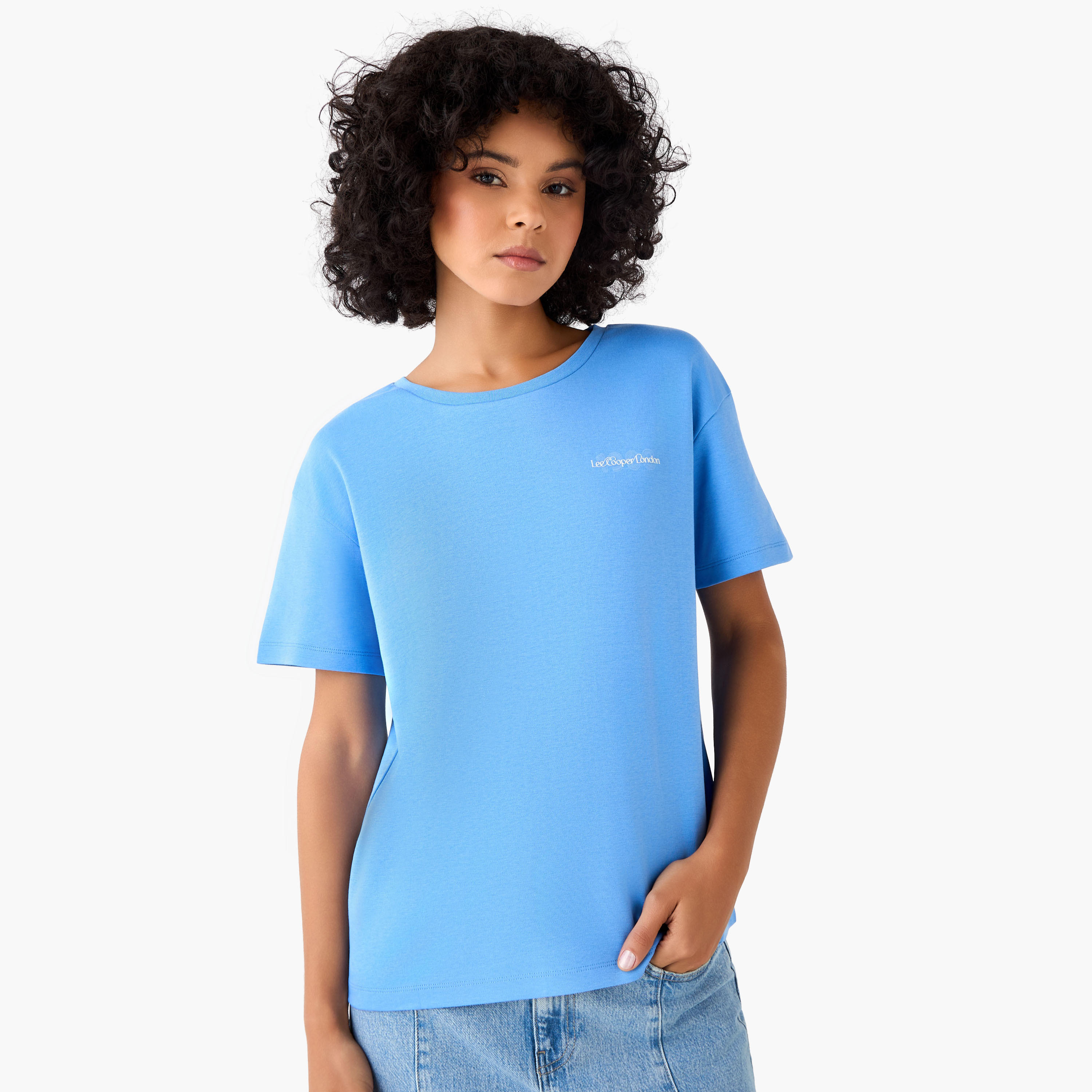 Lee Cooper Regular Fit Cotton T-shirt with Print-women-clothing-tshirts-image-5