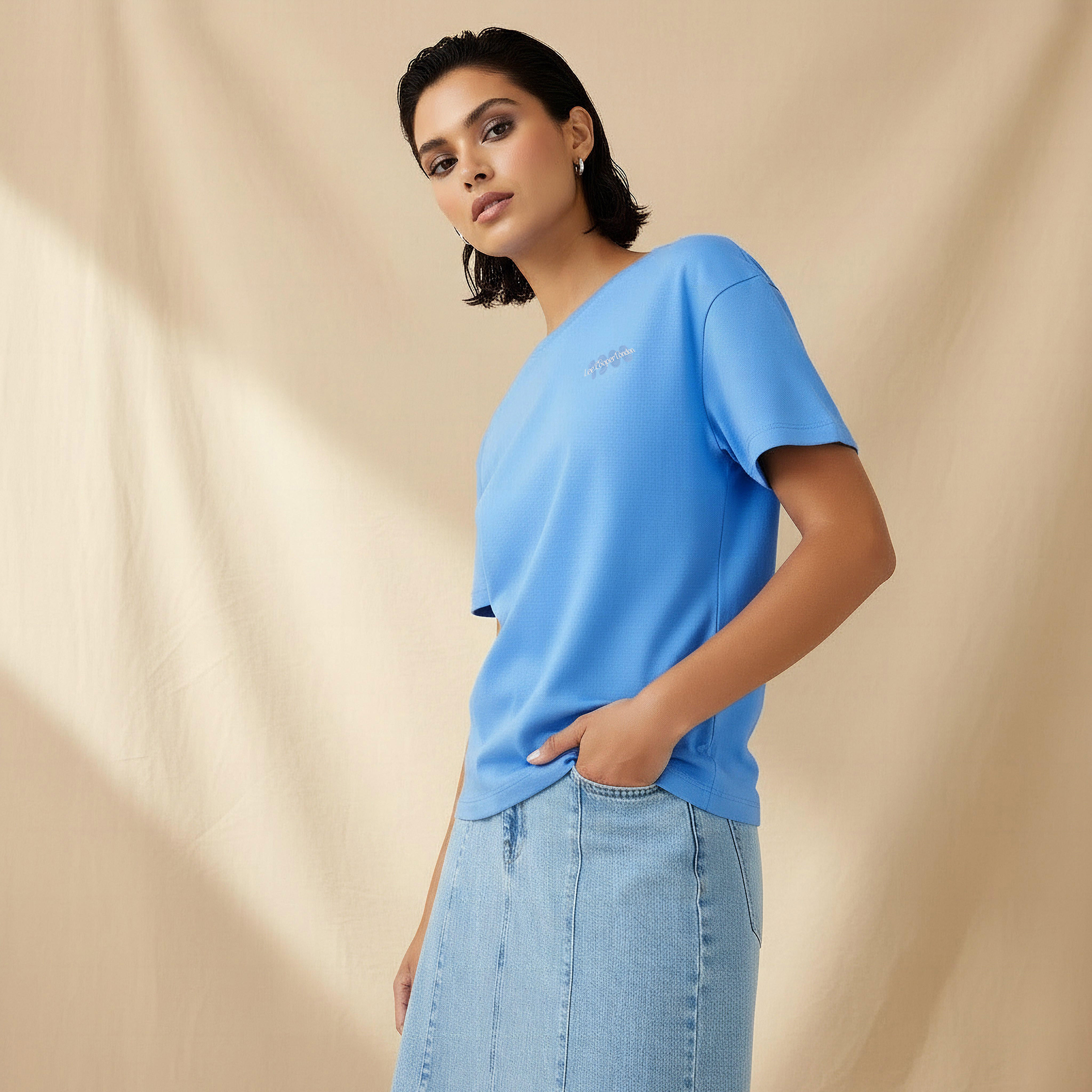 Lee Cooper Regular Fit Cotton T-shirt with Print-women-clothing-tshirts-image-1