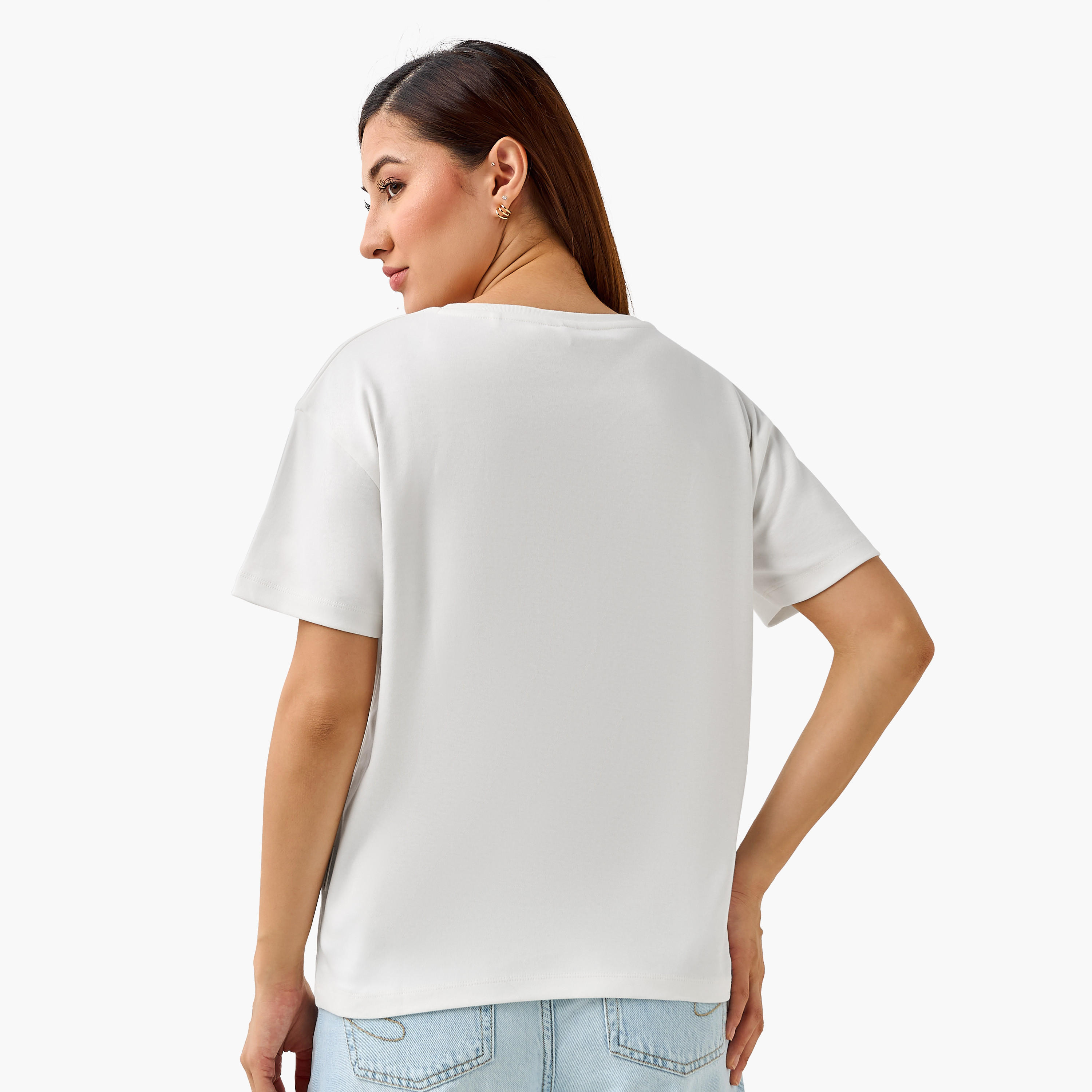 Lee Cooper Regular Fit Cotton T-shirt with Print-women-clothing-tshirts-image-4