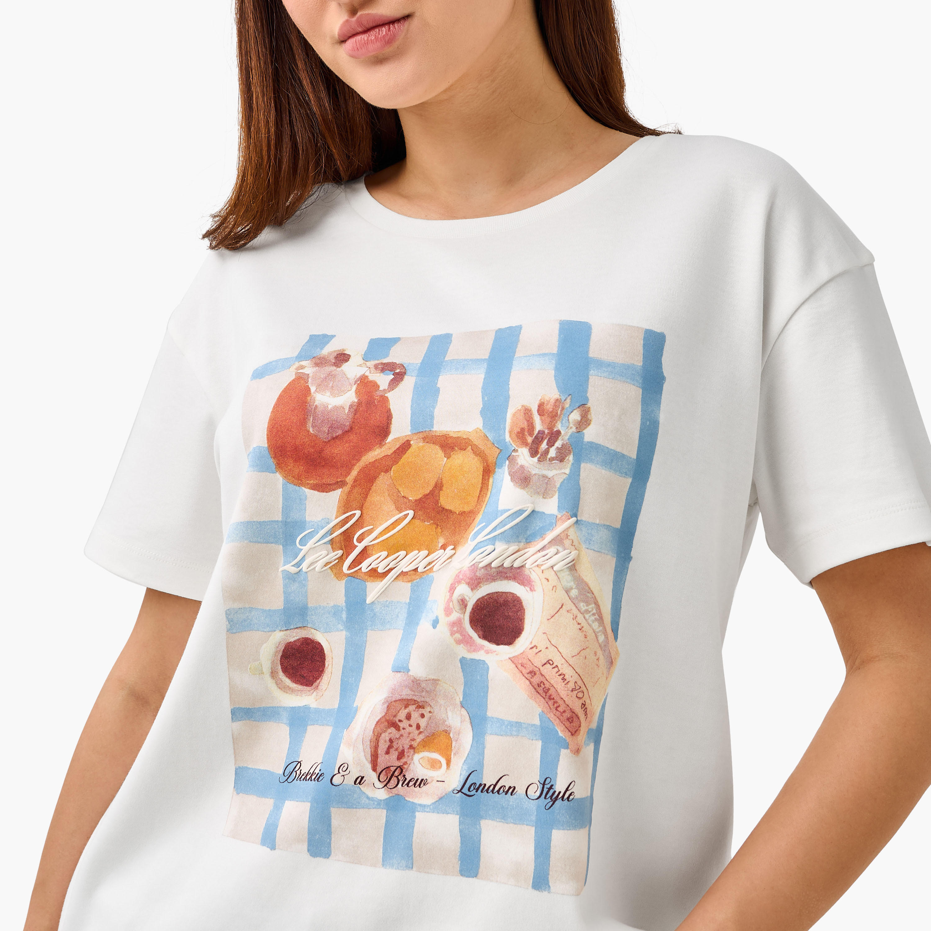 Lee Cooper Regular Fit Cotton T-shirt with Print-women-clothing-tshirts-image-6
