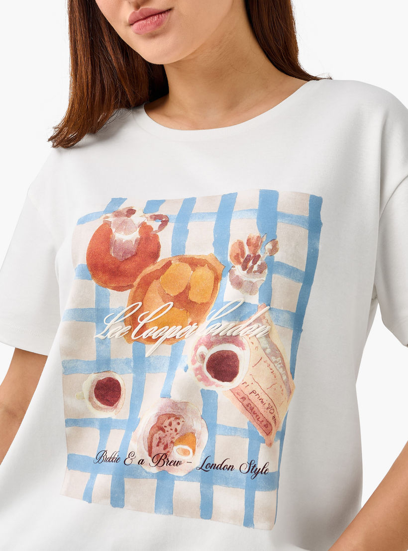 Lee Cooper Regular Fit Cotton T-shirt with Print-women-clothing-tshirts-image-6