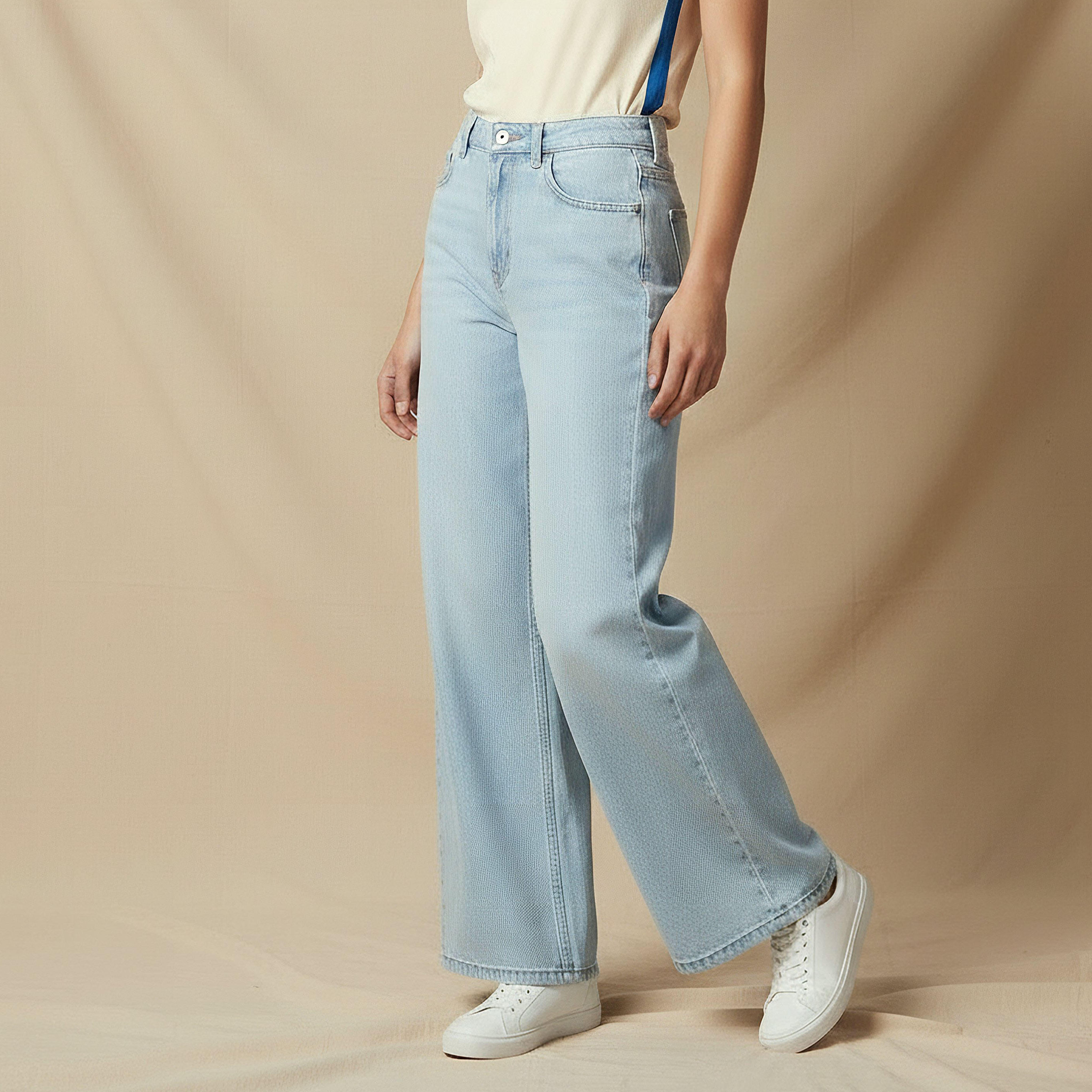 بنطلون جينز بخصر مرن وساق واسعة من لي كوبر-women-clothing-bottoms-jeans-image-3