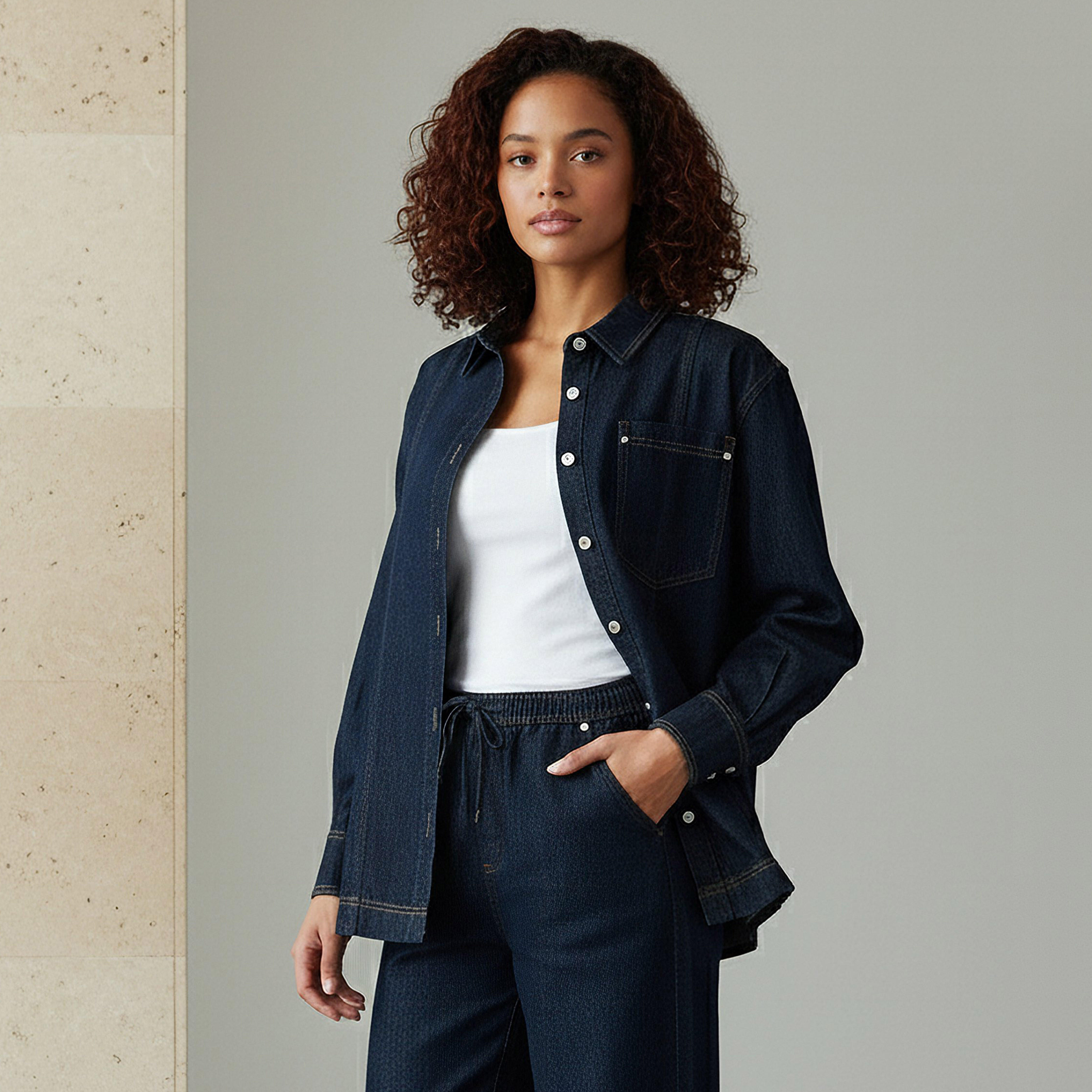 شاكيت دينم بقصة عادية وجيوب من لي كوبر-women-clothing-shirtsandblouses-shirts-image-1