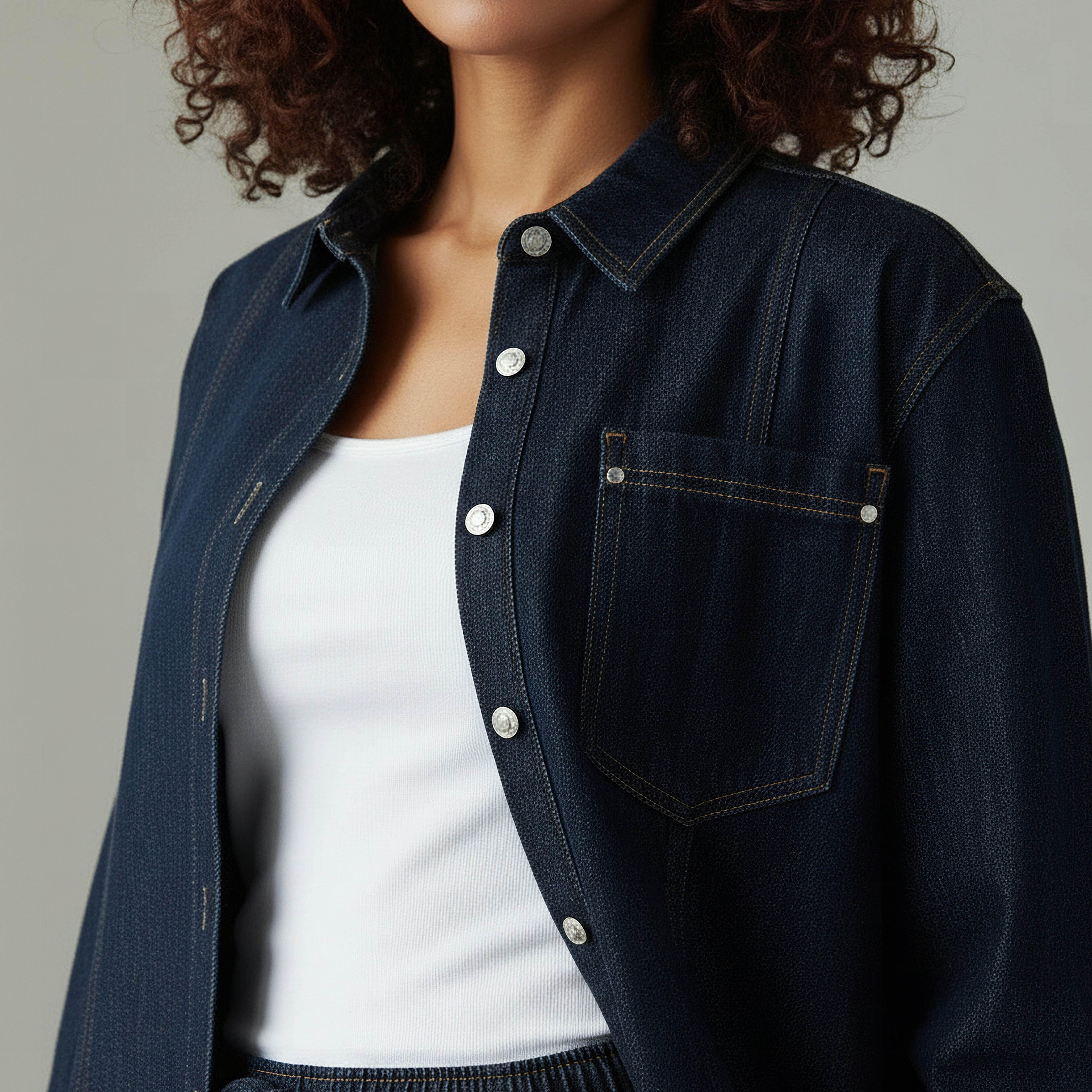 شاكيت دينم بقصة عادية وجيوب من لي كوبر-women-clothing-shirtsandblouses-shirts-image-3