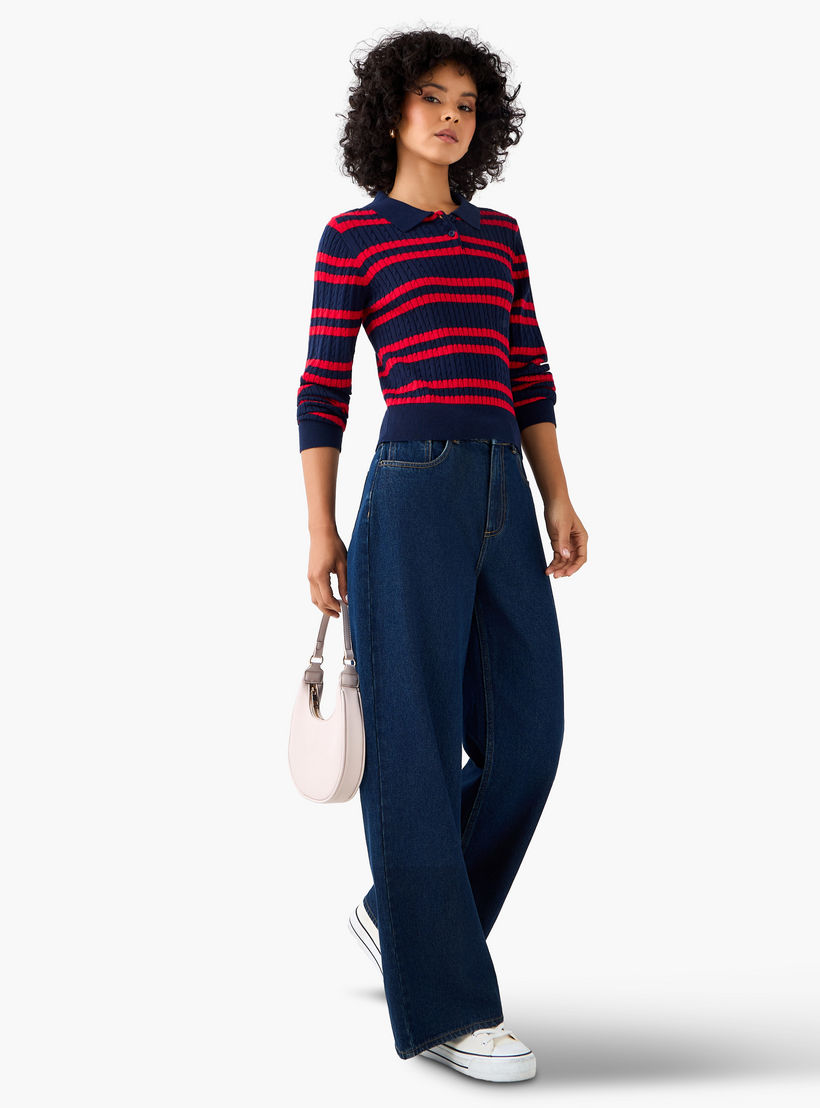 Lee Cooper Regular Fit Polo T-shirt with Stripes-women-clothing-tshirts-image-4
