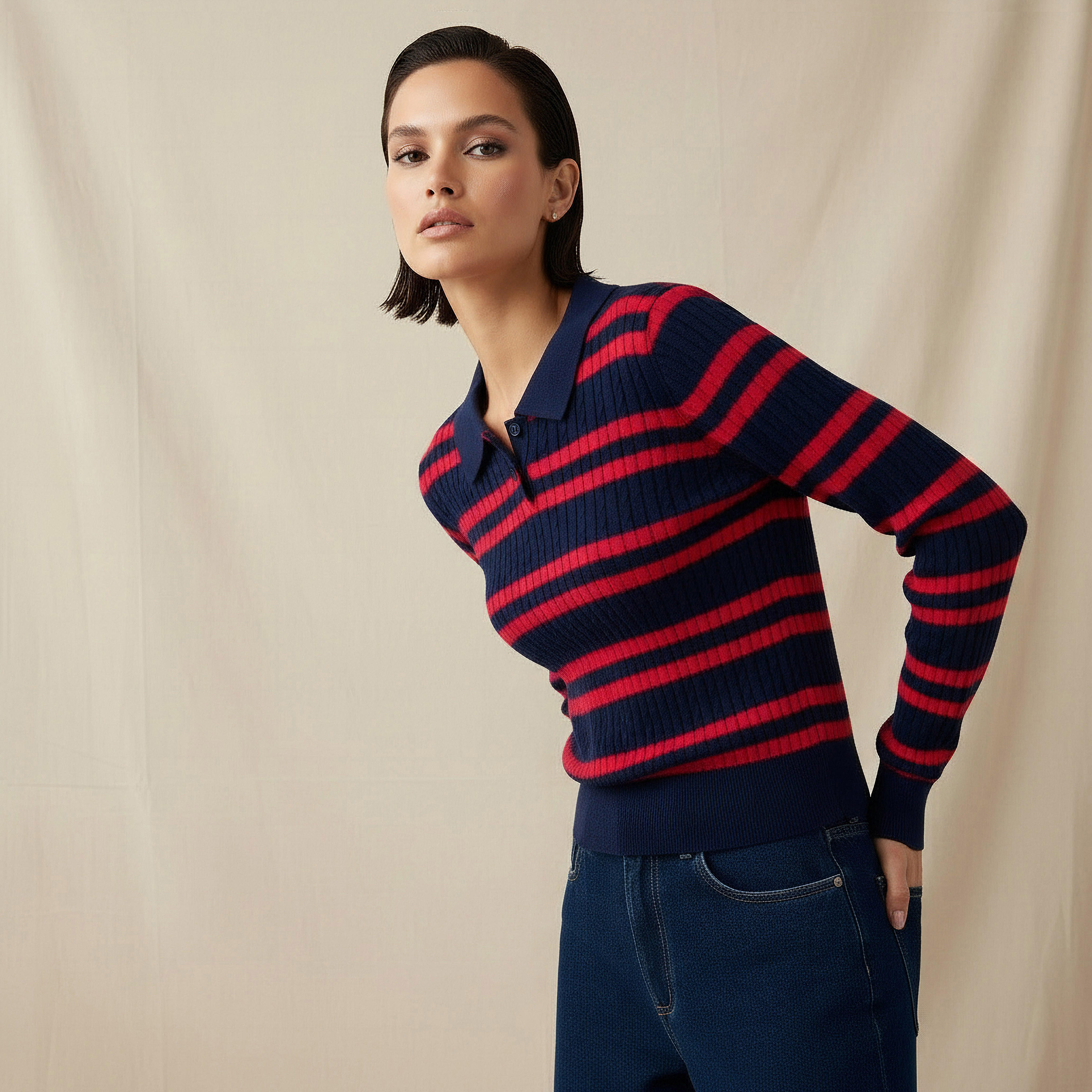 Lee Cooper Regular Fit Polo T-shirt with Stripes-women-clothing-tshirts-image-2