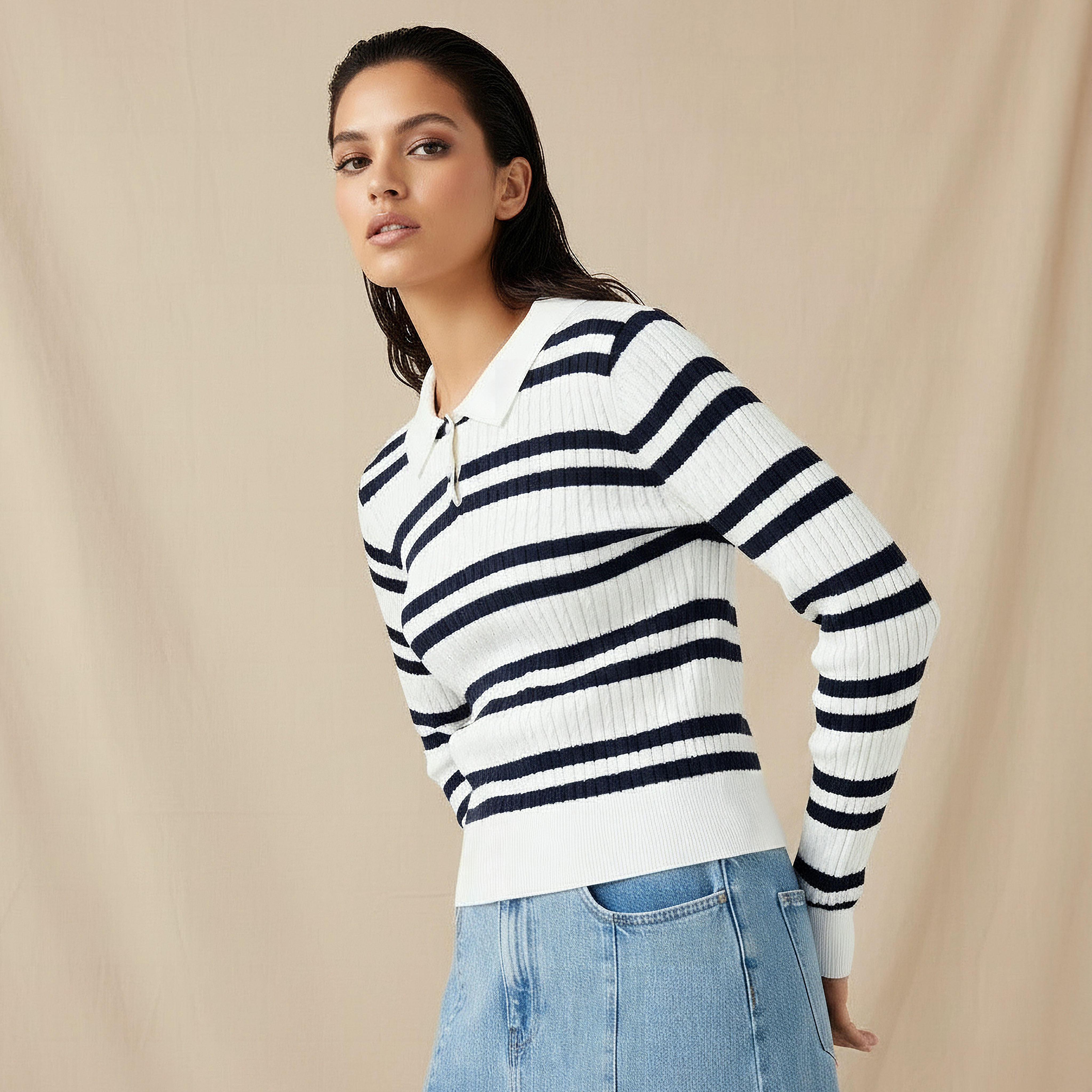 Lee Cooper Regular Fit Polo T-shirt with Stripes-women-clothing-tshirts-image-1