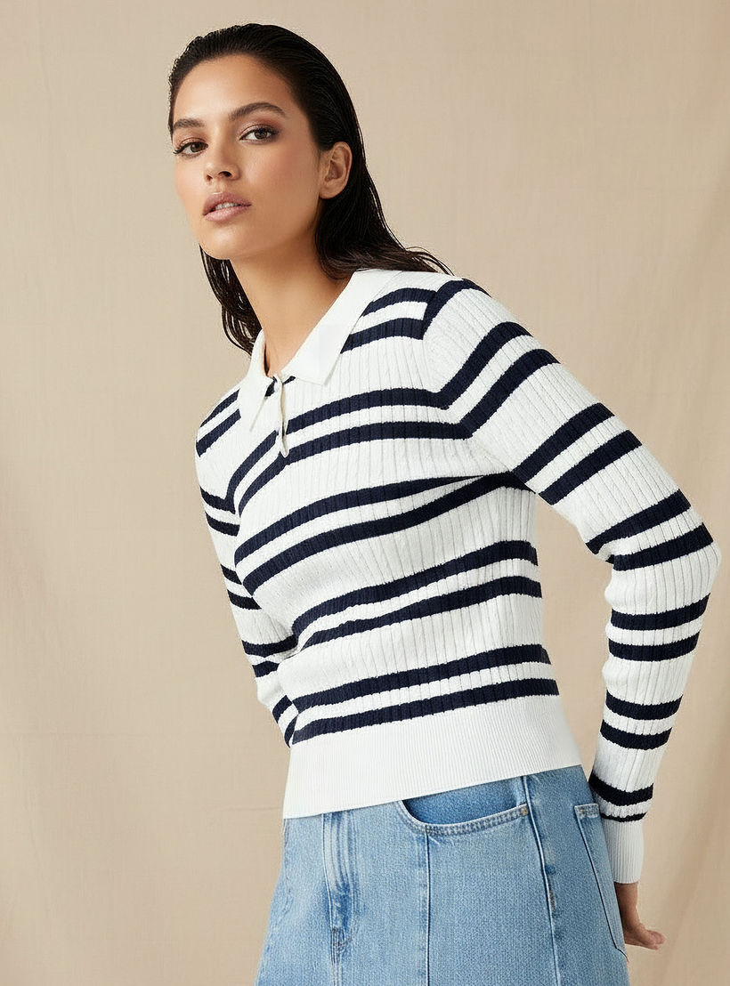 Lee Cooper Regular Fit Polo T-shirt with Stripes-women-clothing-tshirts-image-1