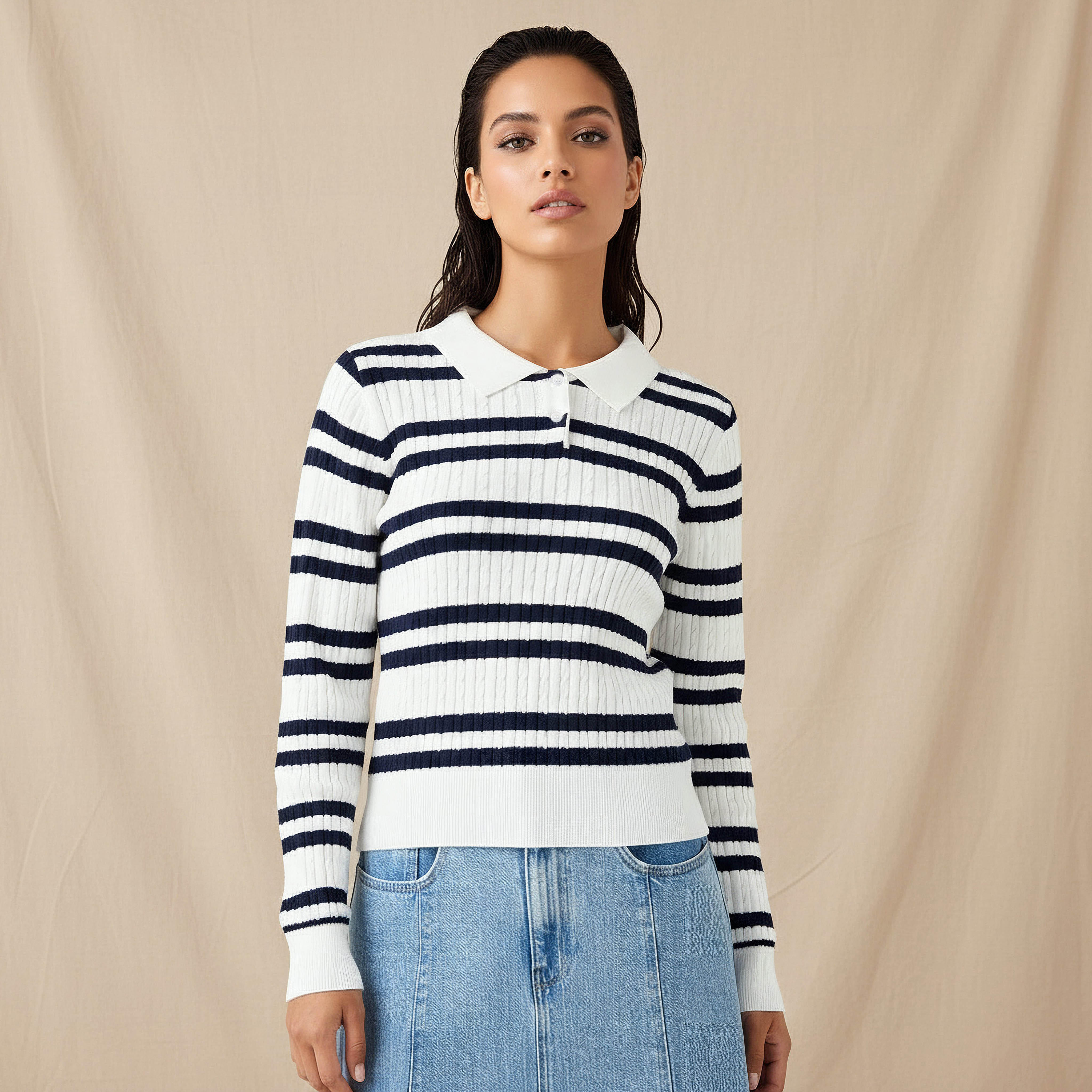 Lee Cooper Regular Fit Polo T-shirt with Stripes-women-clothing-tshirts-image-2