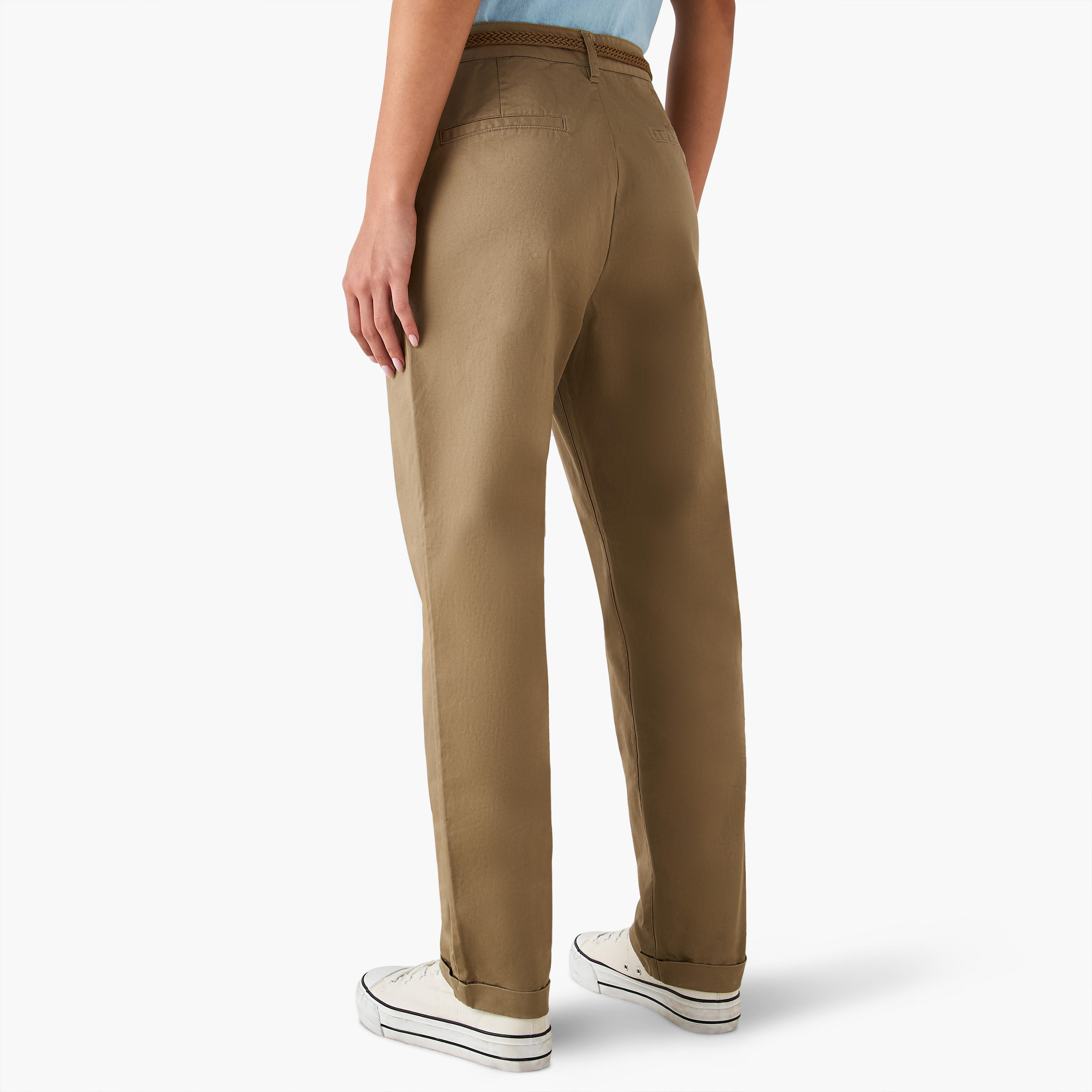 بنطلون بقصّة عادية وحزام مضفر من لي كوبر-women-clothing-bottoms-trousers-image-3