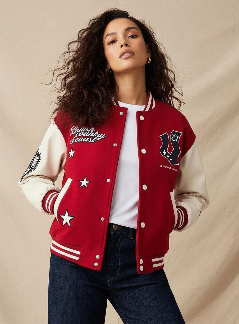 Lee Cooper Embroidered Bomber Jacket-women-winterwear-coatsandjackets-jackets-image-1