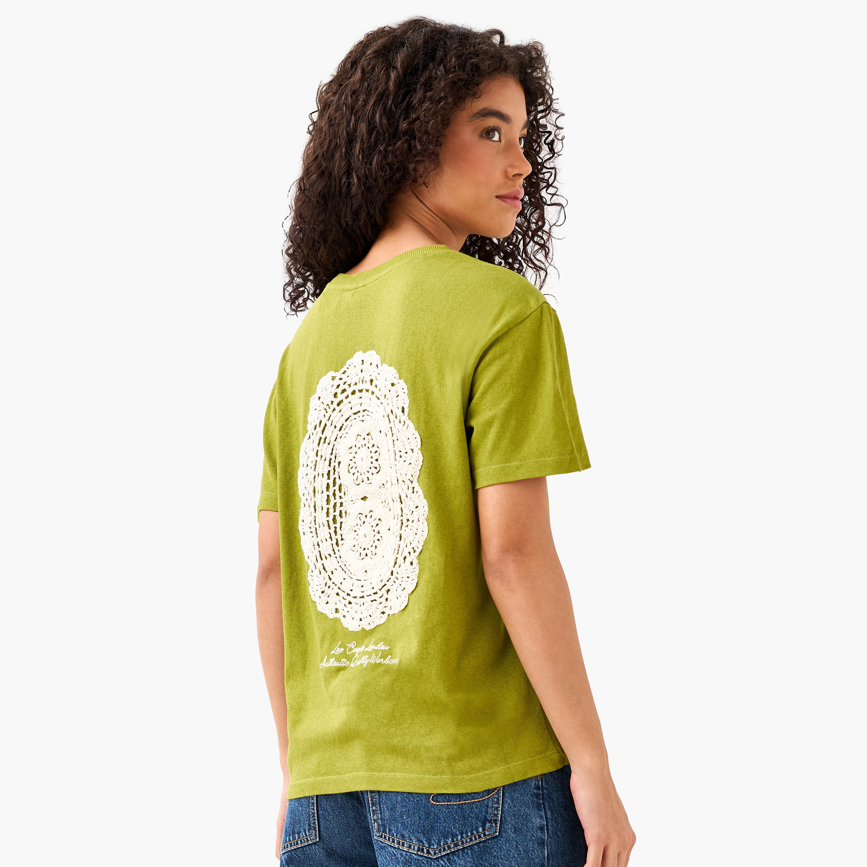 Lee Cooper Regular Fit Cotton T-shirt with Embroidered Patch-women-clothing-tshirts-image-4
