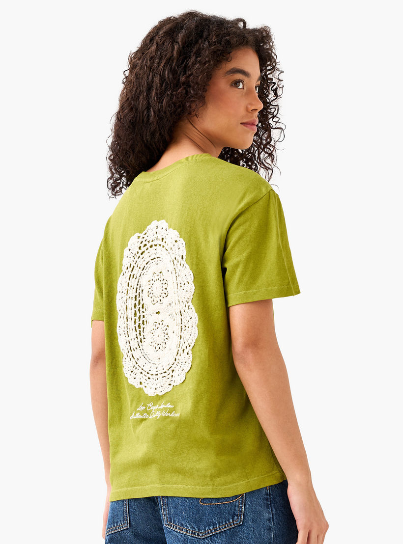 Lee Cooper Regular Fit Cotton T-shirt with Embroidered Patch-women-clothing-tshirts-image-4