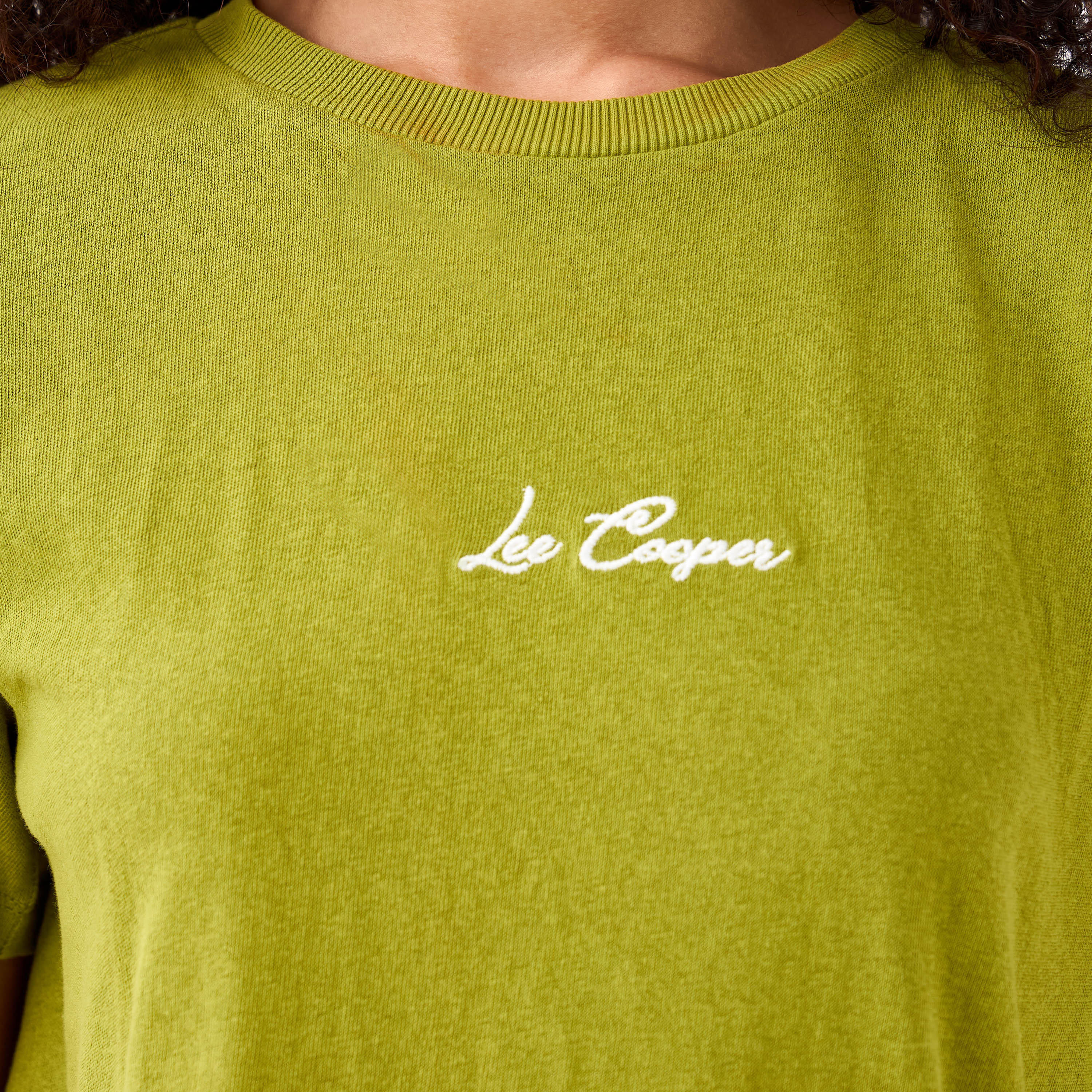 Lee Cooper Regular Fit Cotton T-shirt with Embroidered Patch-women-clothing-tshirts-image-5