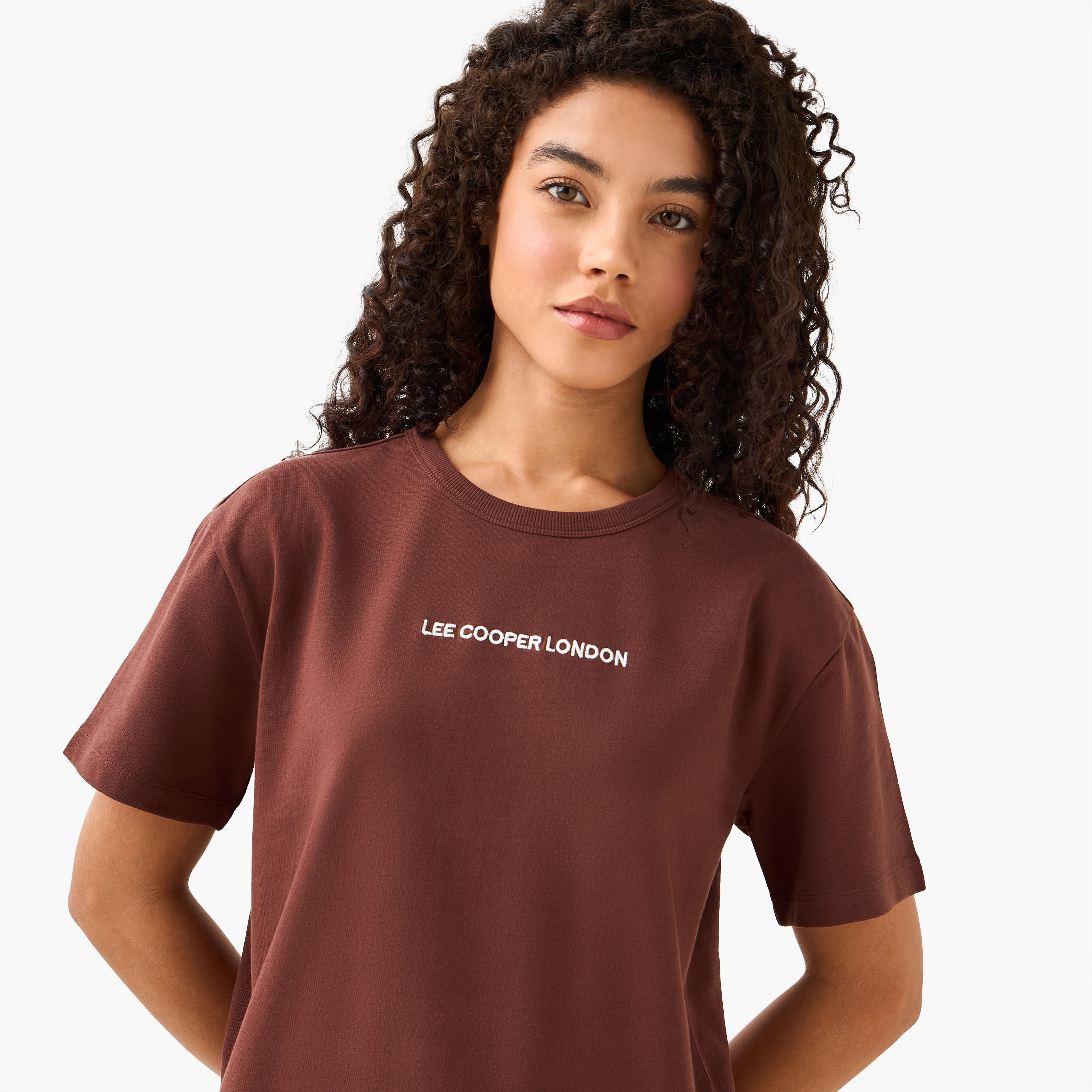 Lee Cooper Regular Fit Cotton T-shirt with Printed Patch-women-clothing-tshirts-image-6