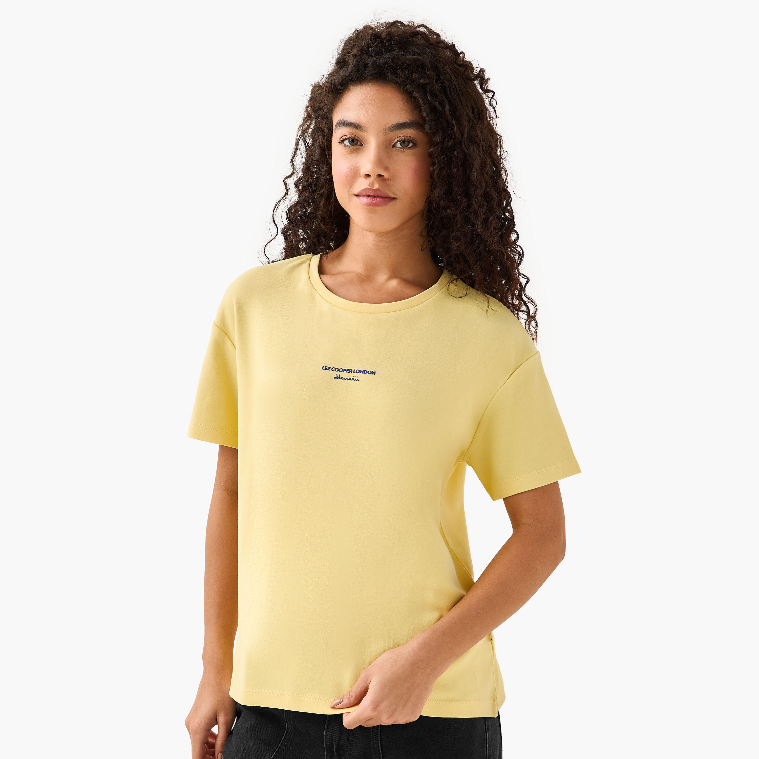 Lee Cooper Cotton T-shirt with Logo Print-women-clothing-tshirts-image-2