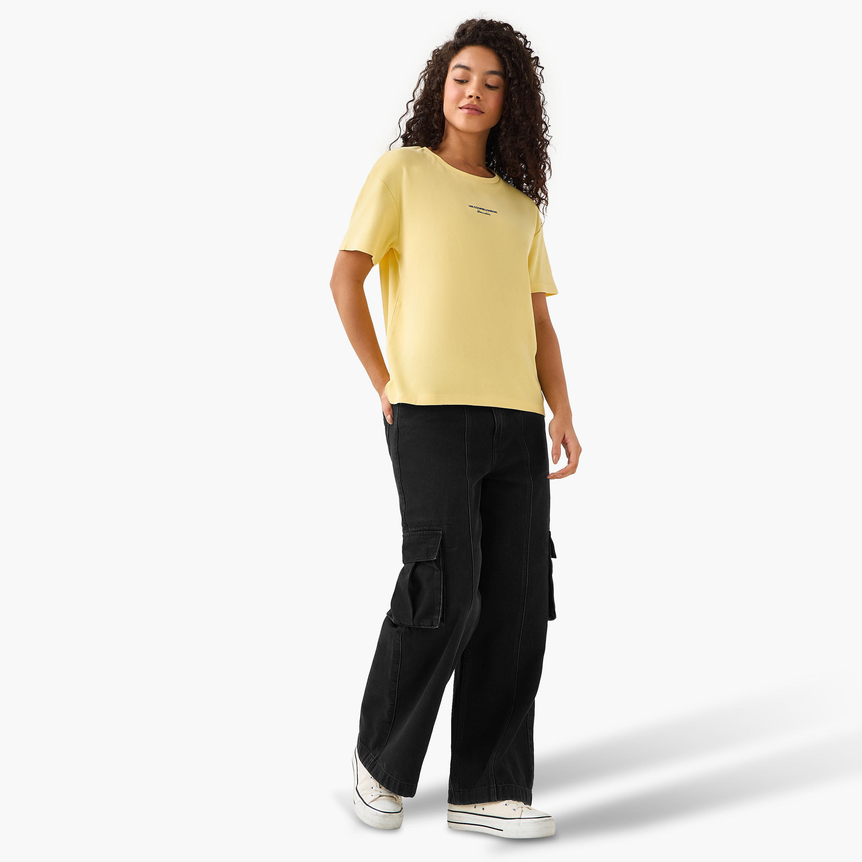 Lee Cooper Cotton T-shirt with Logo Print-women-clothing-tshirts-image-3