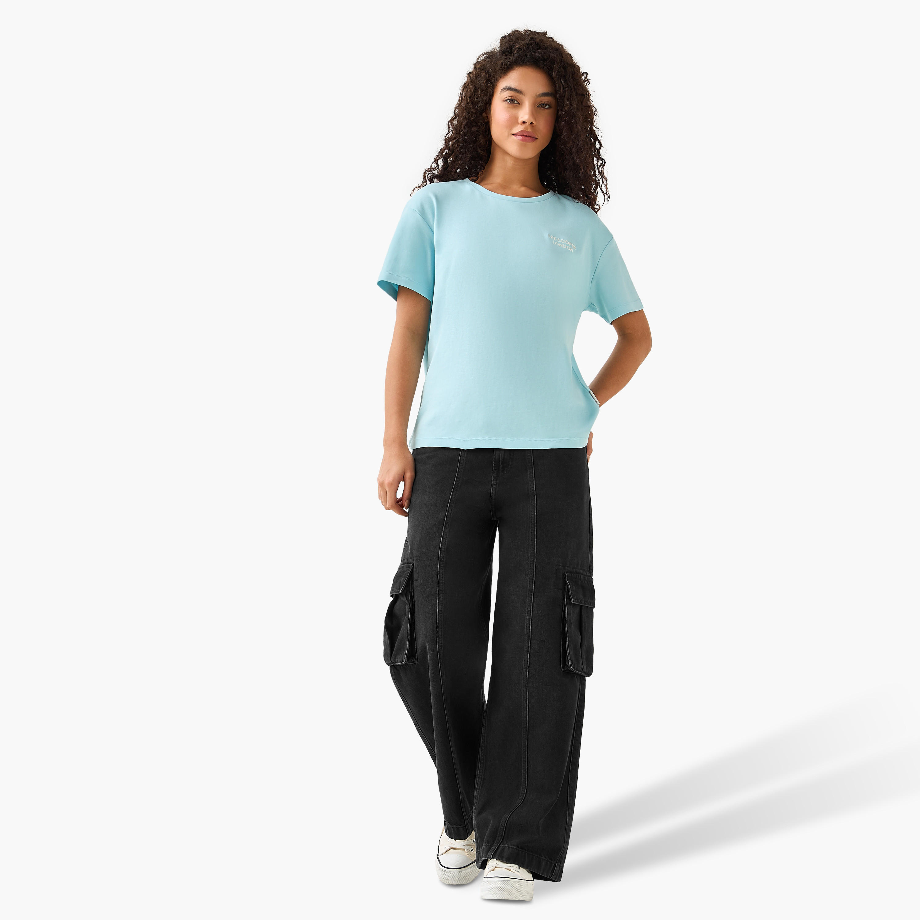 Lee Cooper Cotton T-shirt with Logo Print-women-clothing-tshirts-image-3