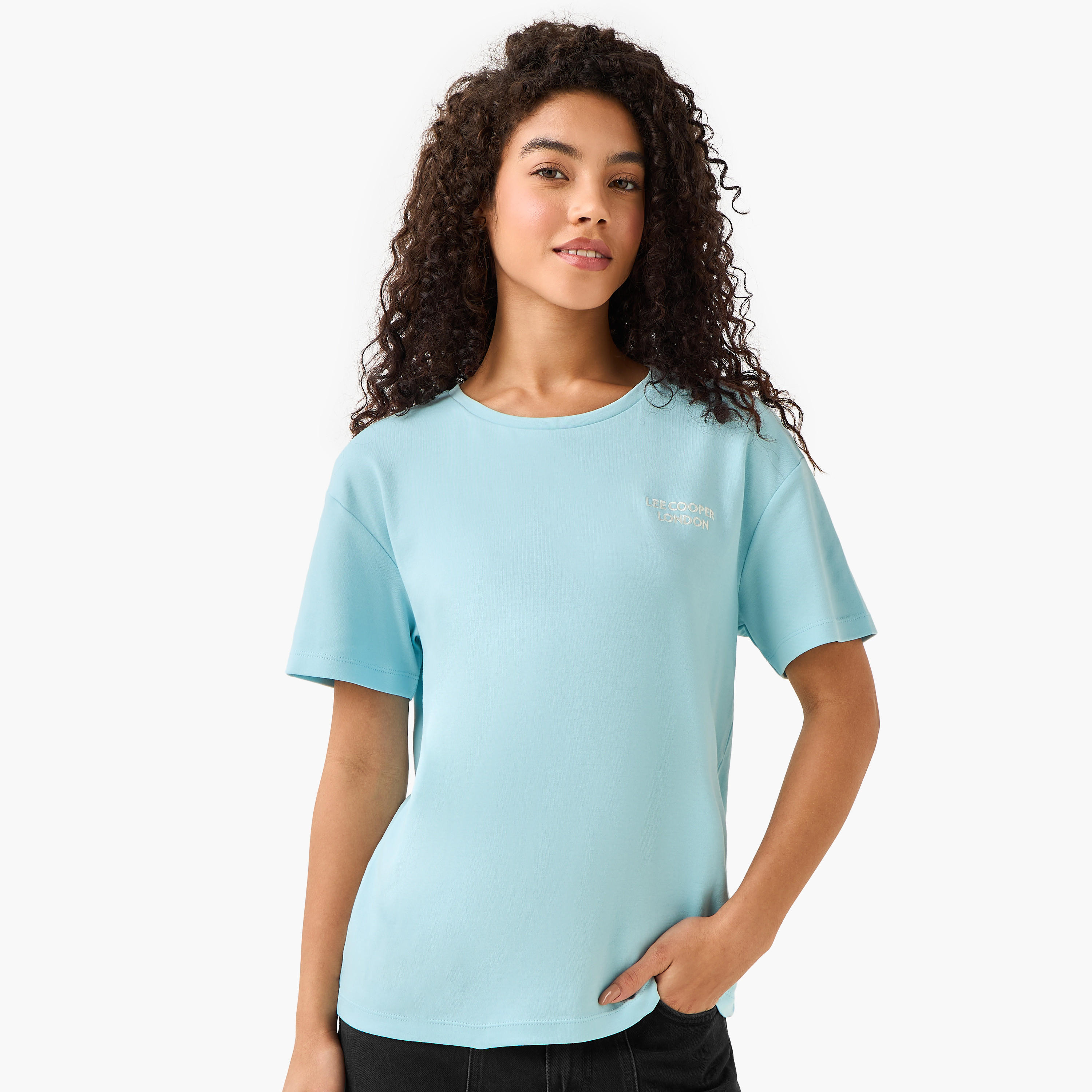 تيشيرت قطن بطبعات شعار من لي كوبر-women-clothing-tshirts-image-5