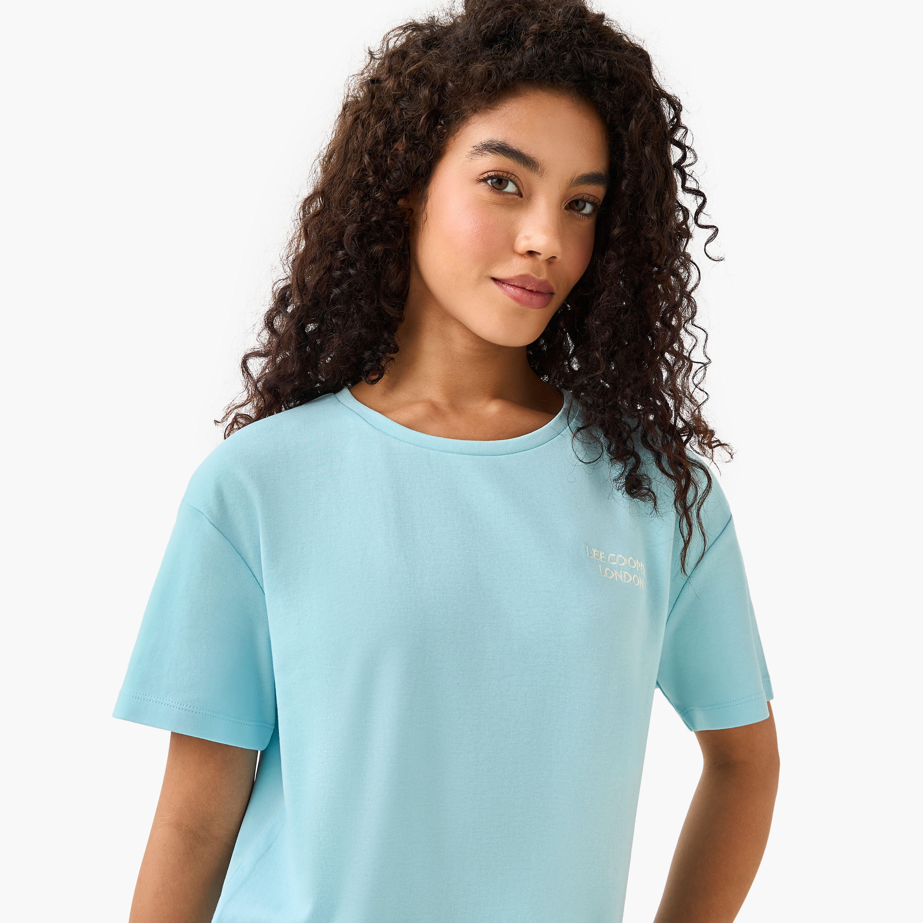Lee Cooper Cotton T-shirt with Logo Print-women-clothing-tshirts-image-6