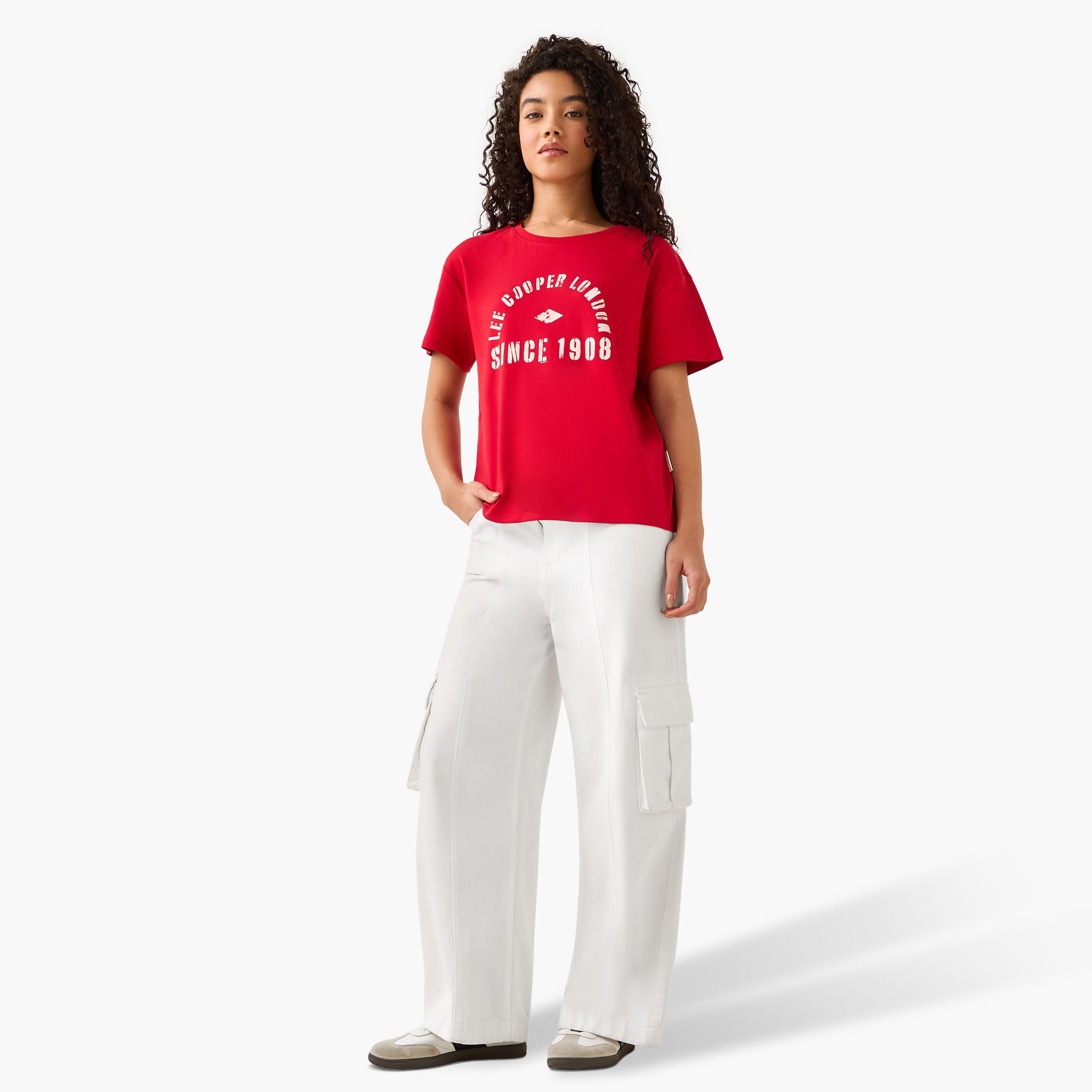 Lee Cooper Cotton T-shirt with Logo Print-women-clothing-tshirts-image-3