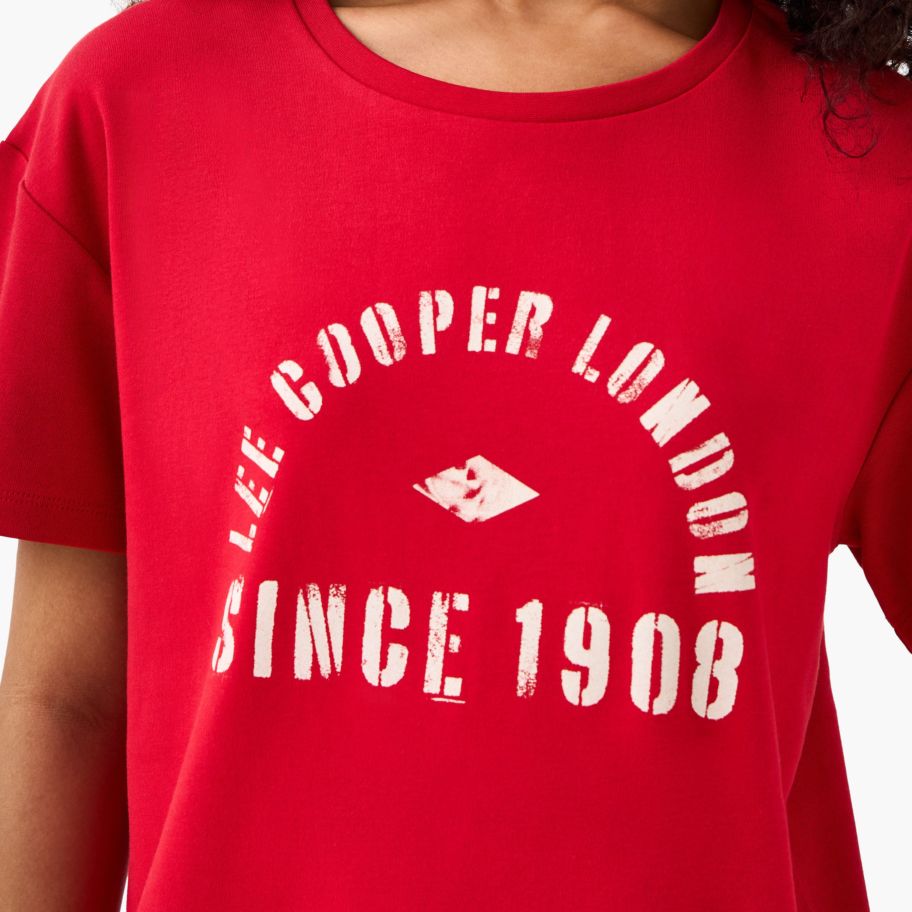Lee Cooper Cotton T-shirt with Logo Print-women-clothing-tshirts-image-4