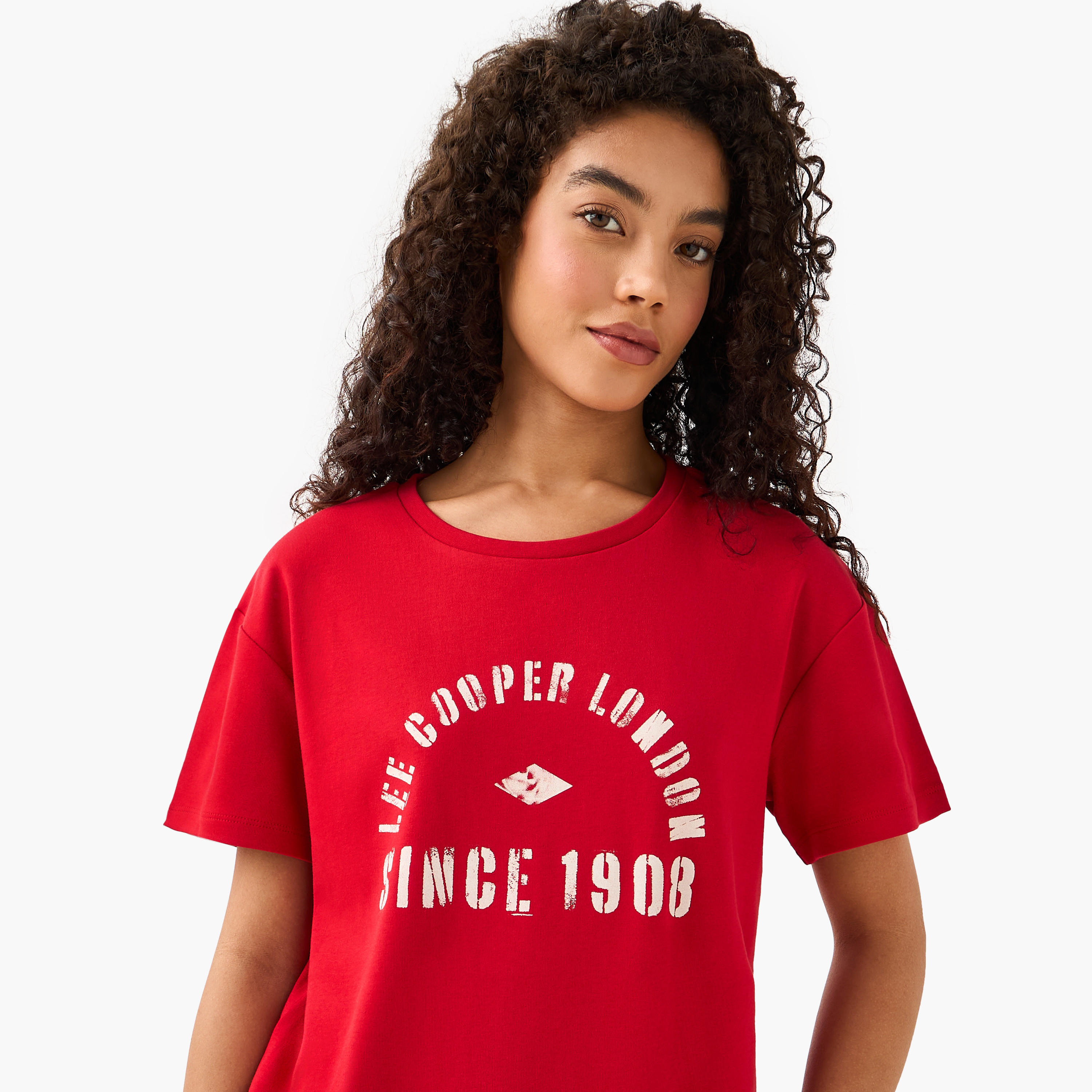 Lee Cooper Cotton T-shirt with Logo Print-women-clothing-tshirts-image-6