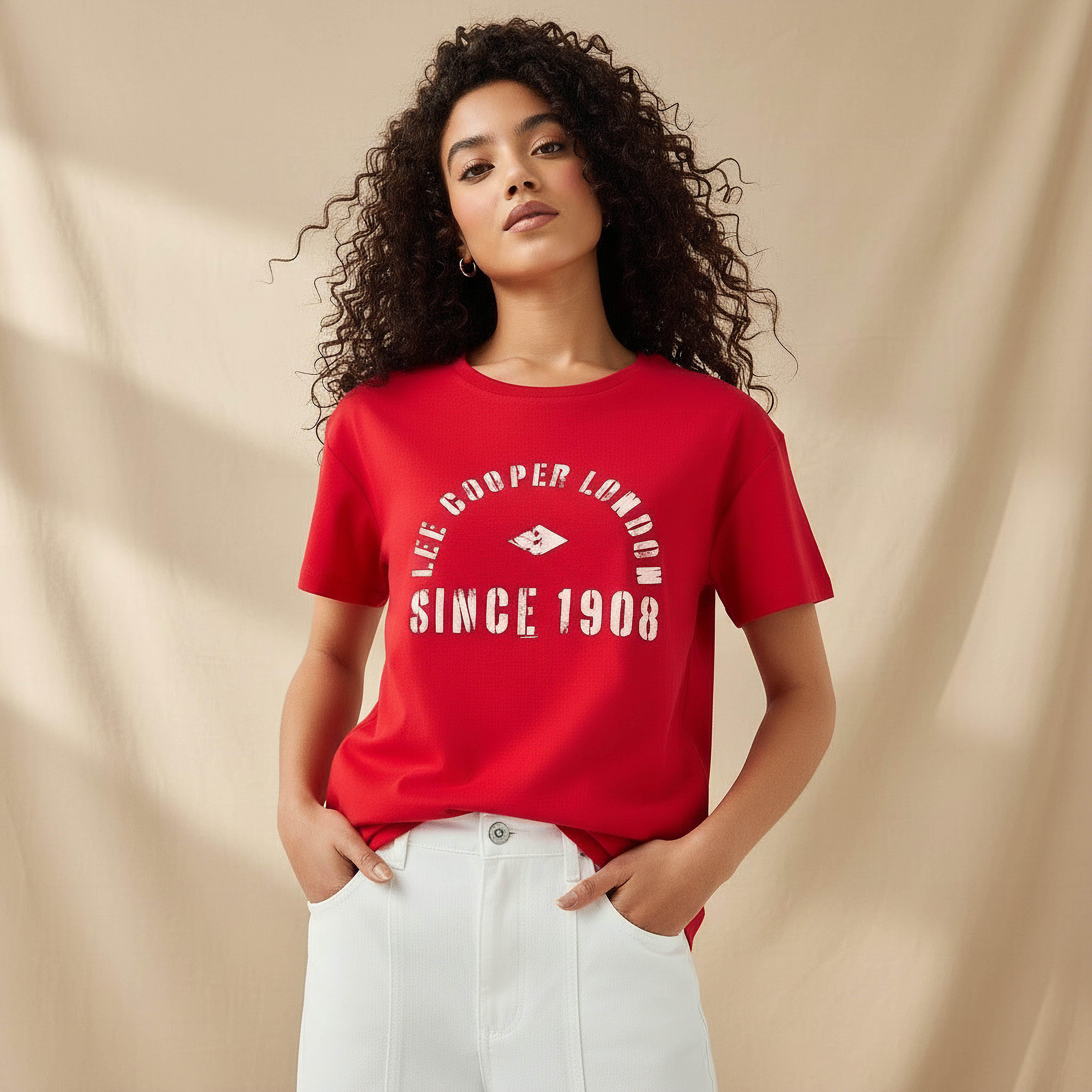 Lee Cooper Cotton T-shirt with Logo Print-women-clothing-tshirts-image-1