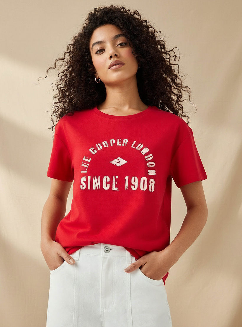 Lee Cooper Cotton T-shirt with Logo Print-women-clothing-tshirts-image-1