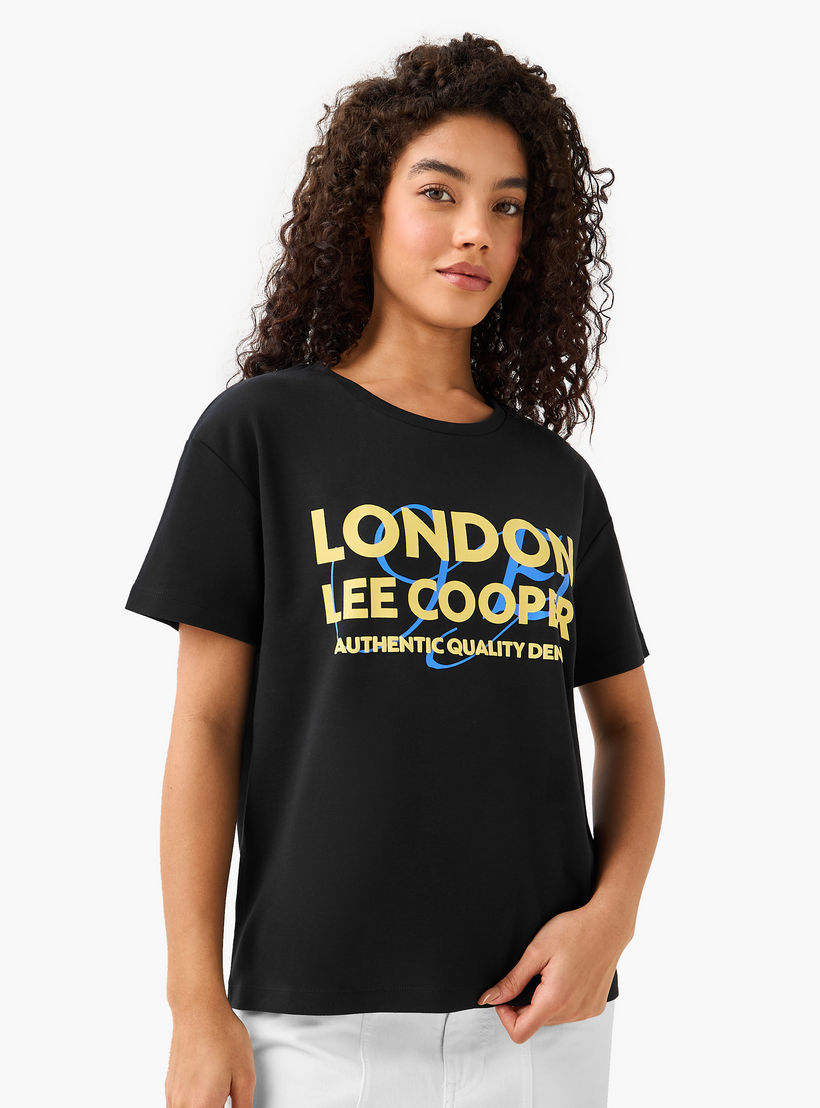 Lee Cooper Cotton T-shirt with Logo Print-women-clothing-tshirts-image-2