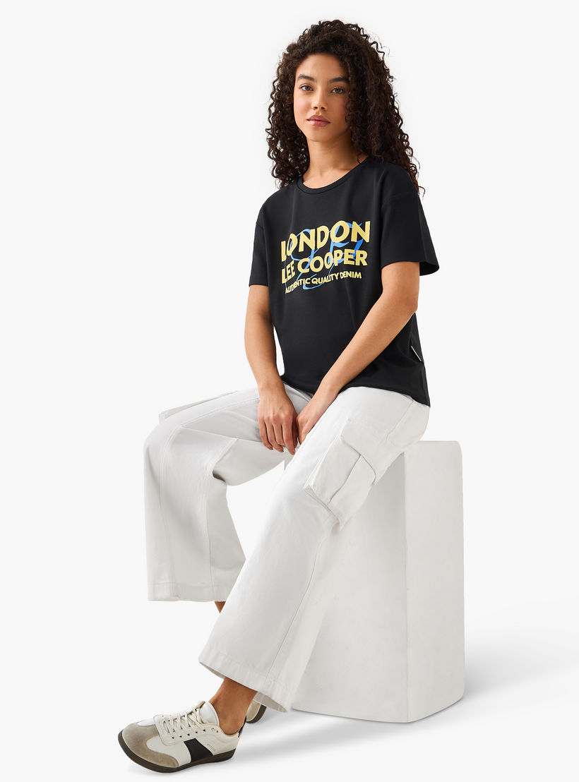 Lee Cooper Cotton T-shirt with Logo Print-women-clothing-tshirts-image-3